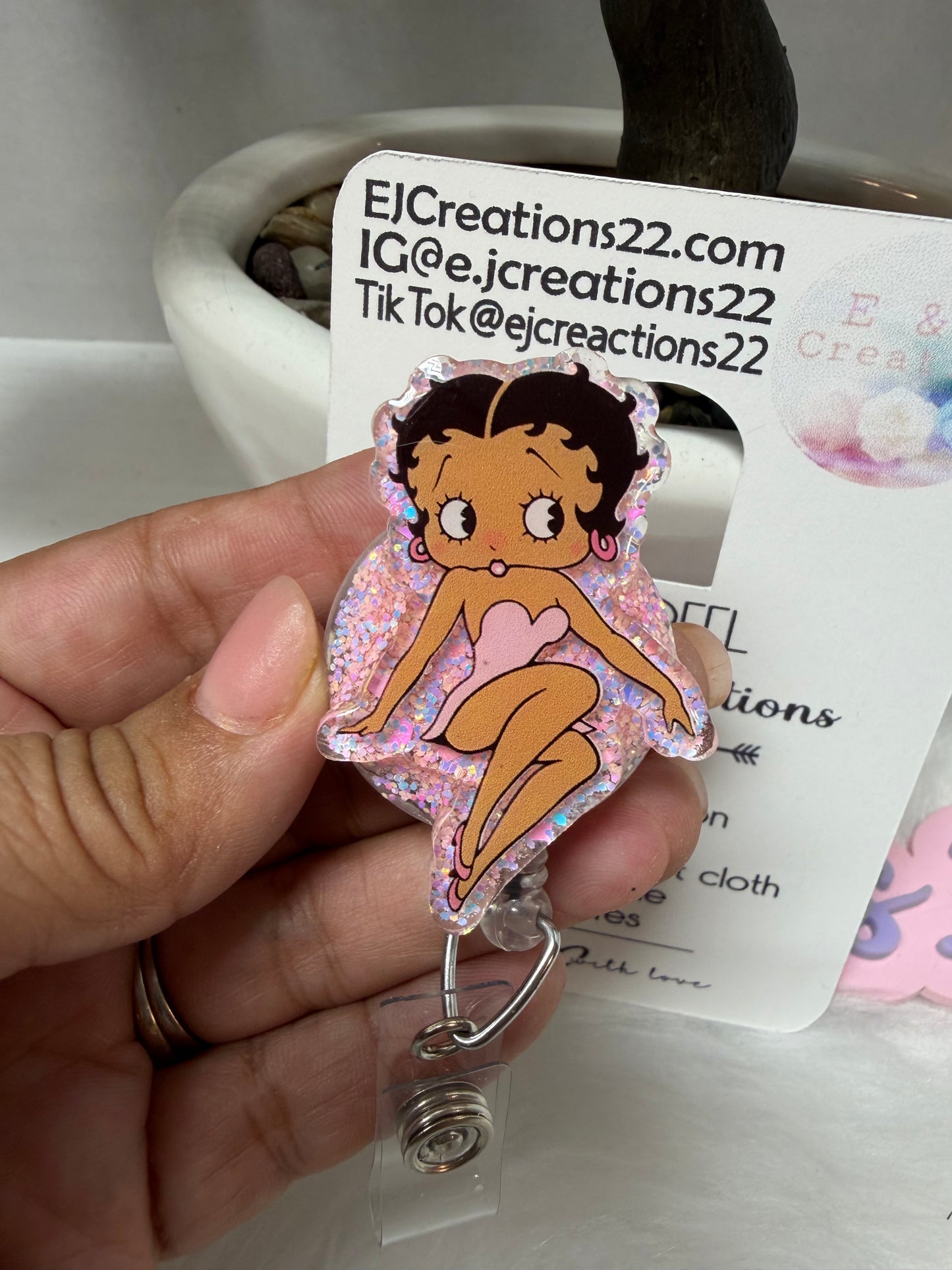 Cute Pink Betty Badge Reel