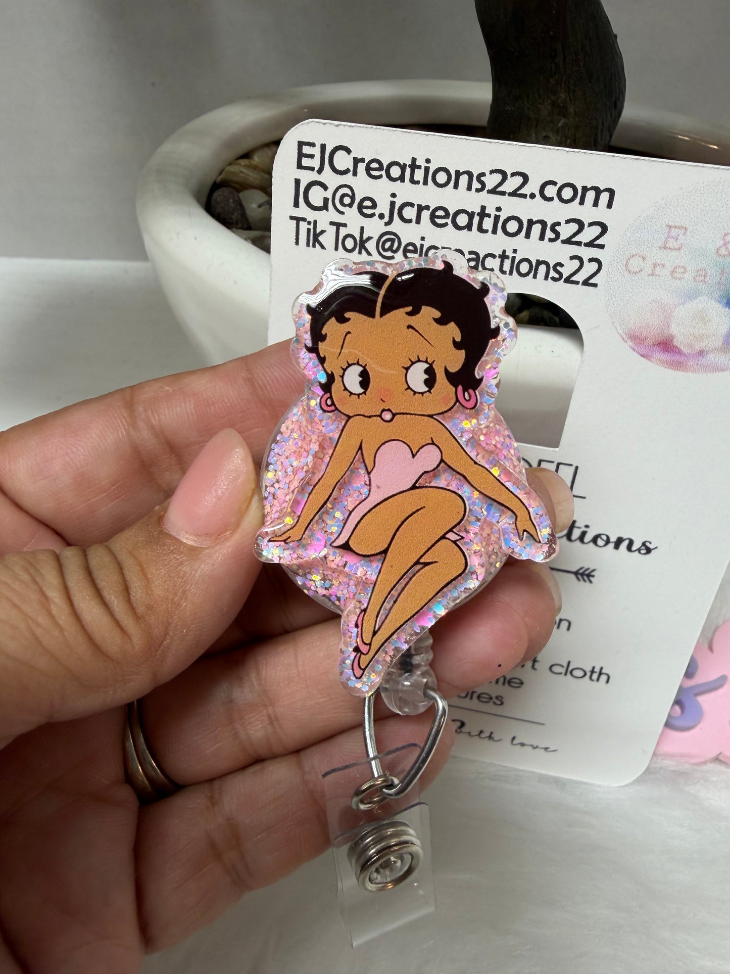 Cute Pink Betty Badge Reel