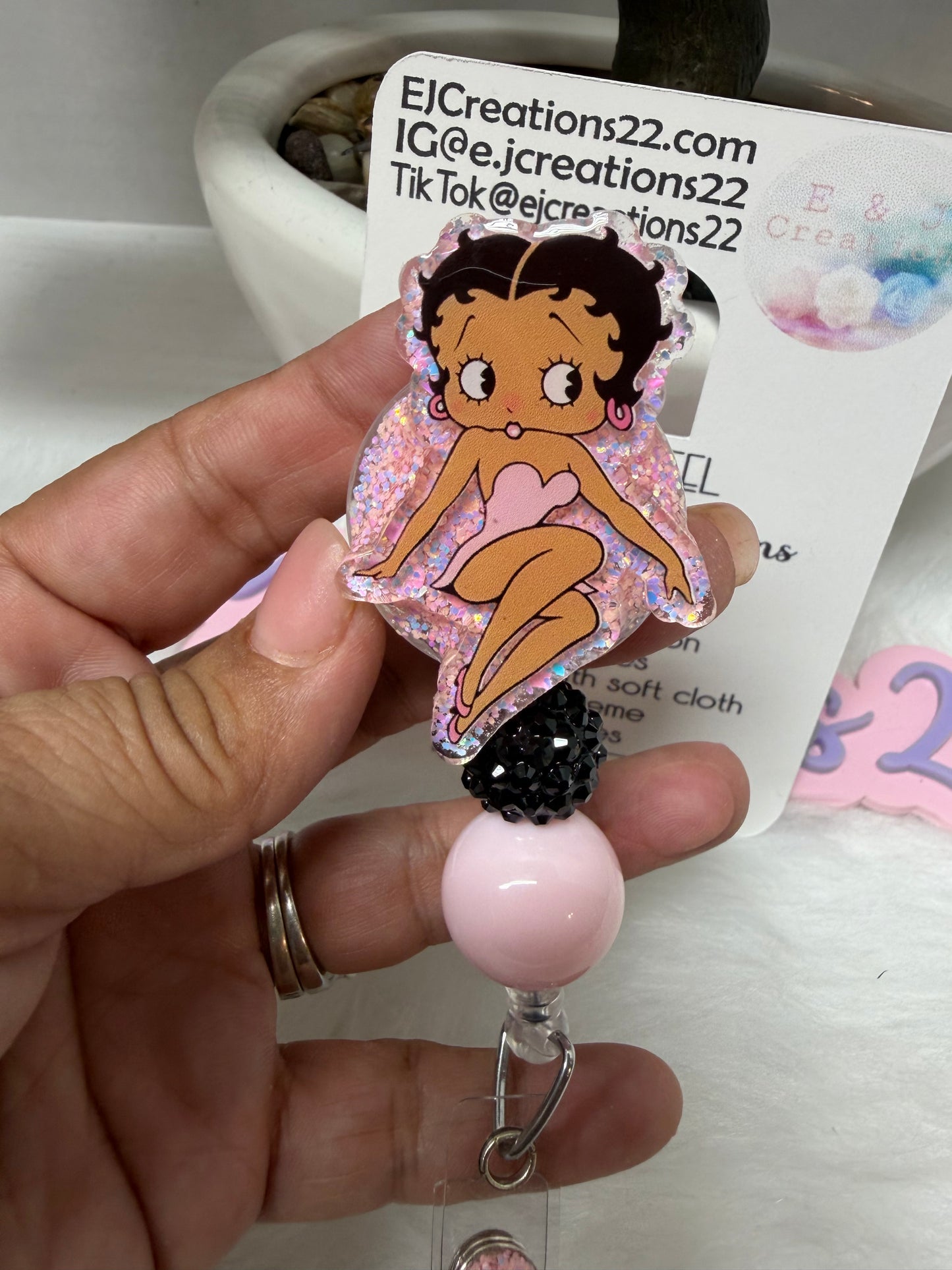 Cute Pink Betty Badge Reel