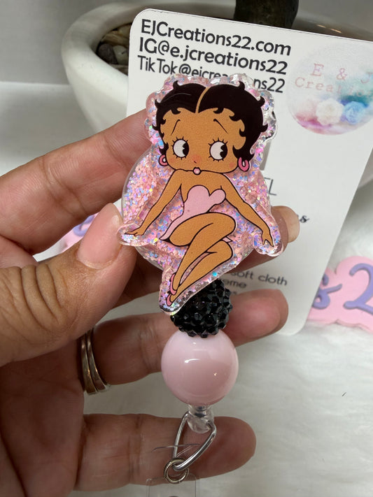 Cute Pink Betty Badge Reel