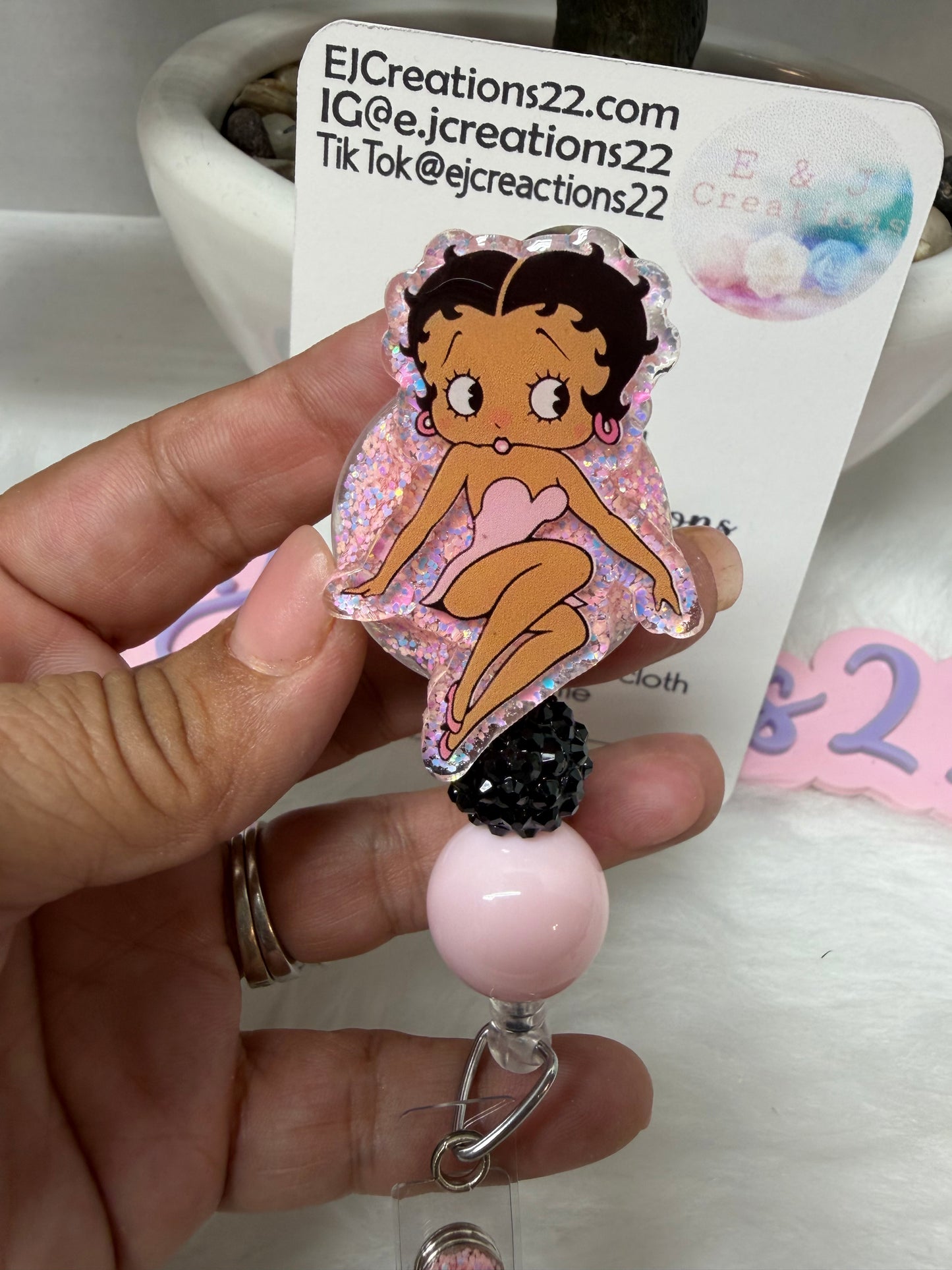Cute Pink Betty Badge Reel