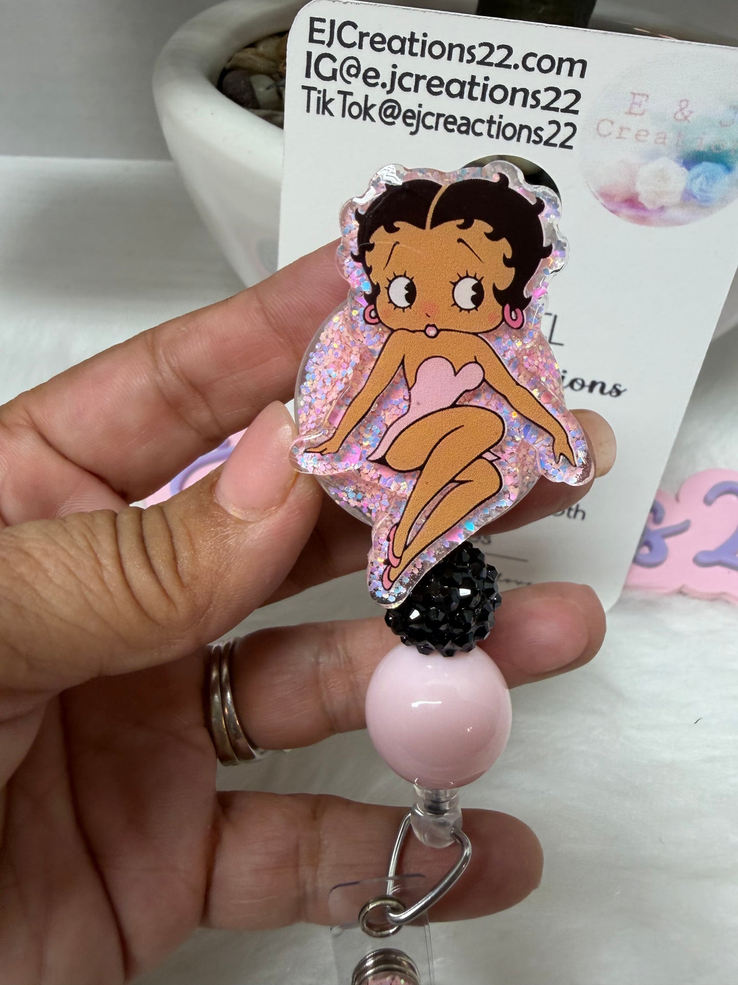 Cute Pink Betty Badge Reel