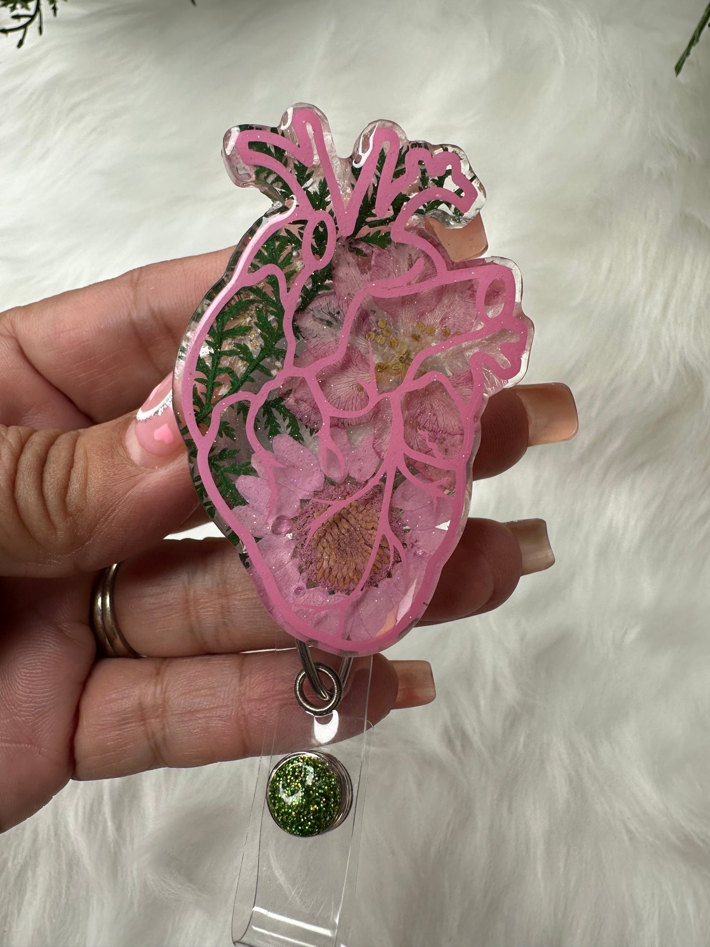 Floral Anatomical Heart Badge Reel