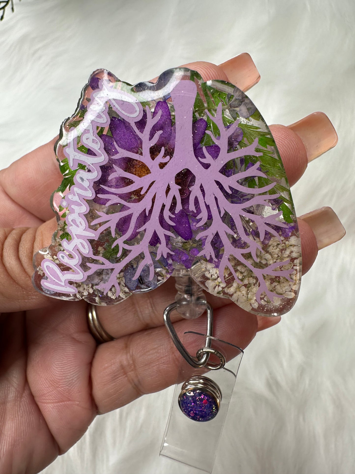 Floral Respiratory Tech Badge Reel
