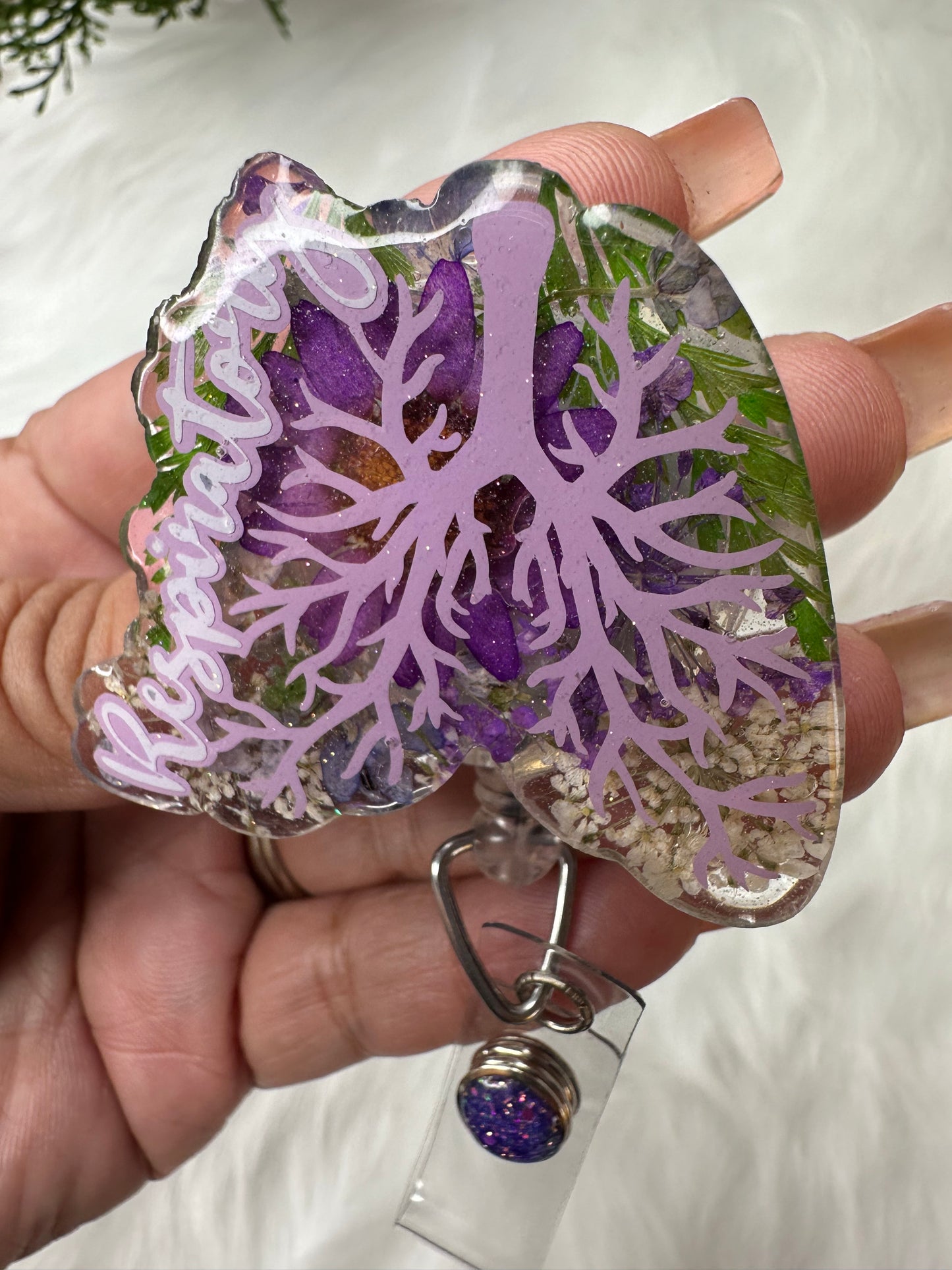 Floral Respiratory Tech Badge Reel