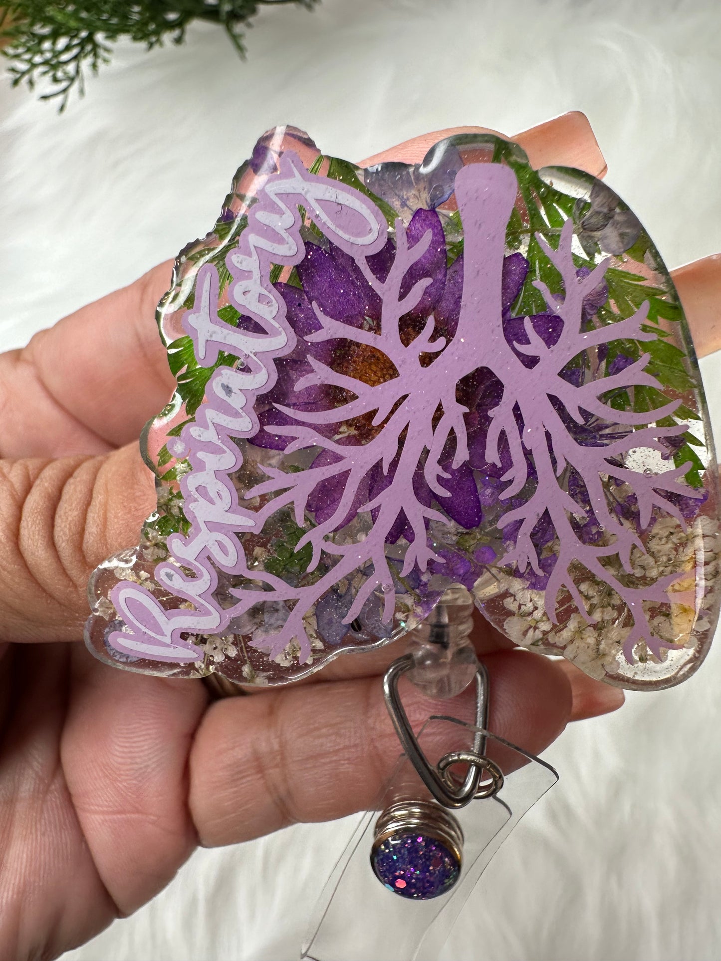 Floral Respiratory Tech Badge Reel
