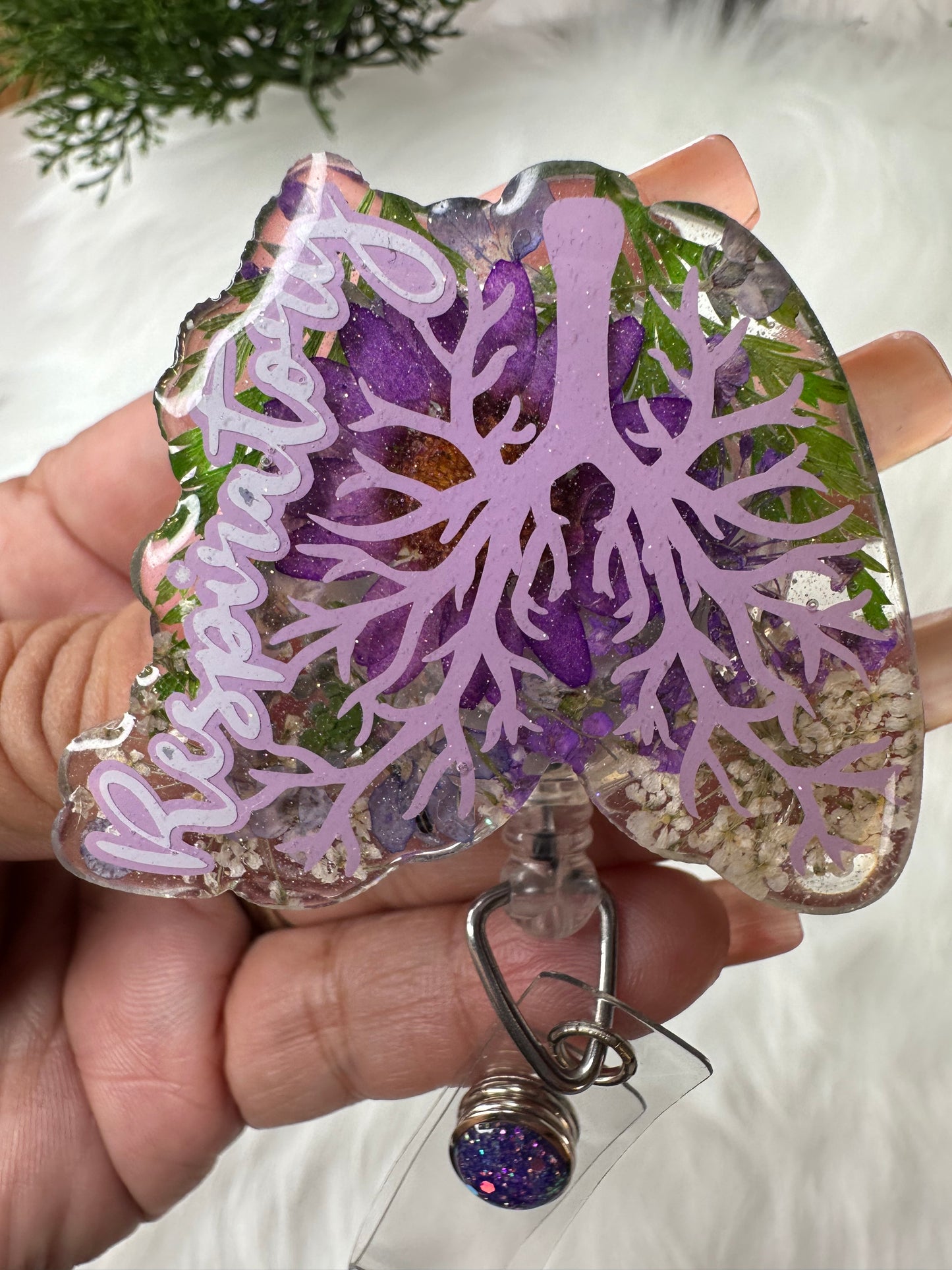Floral Respiratory Tech Badge Reel