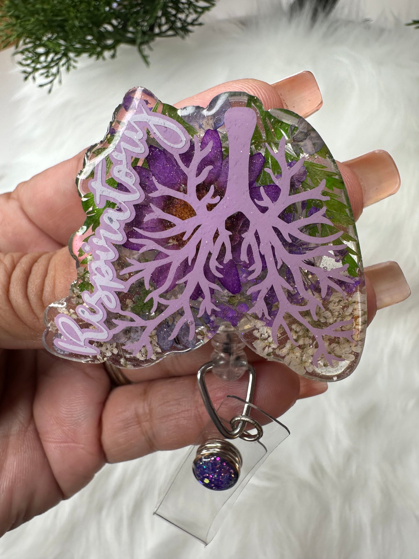 Floral Respiratory Tech Badge Reel
