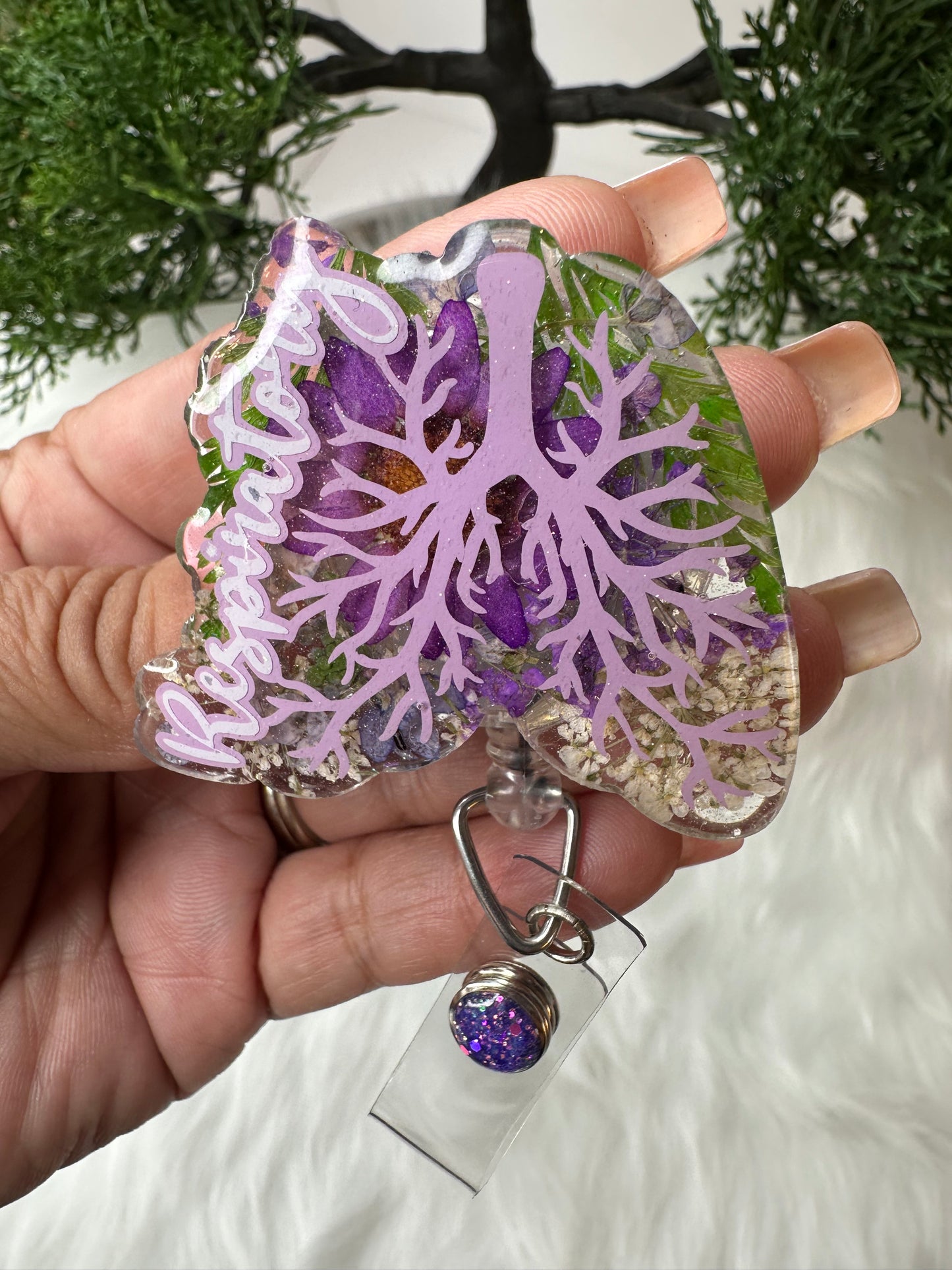 Floral Respiratory Tech Badge Reel