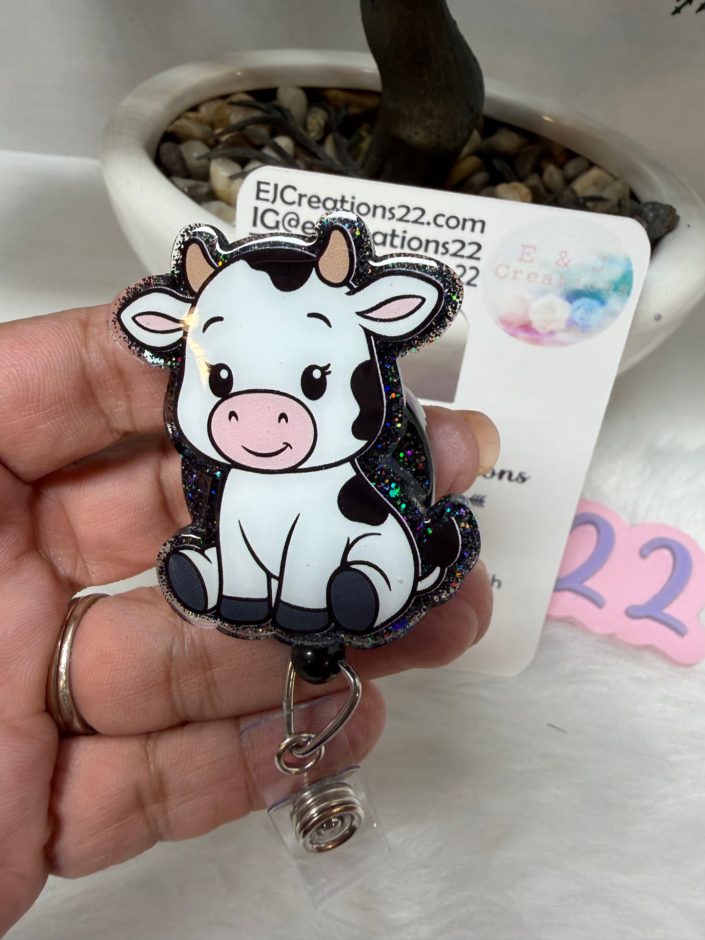 Baby Cow Badge Reel