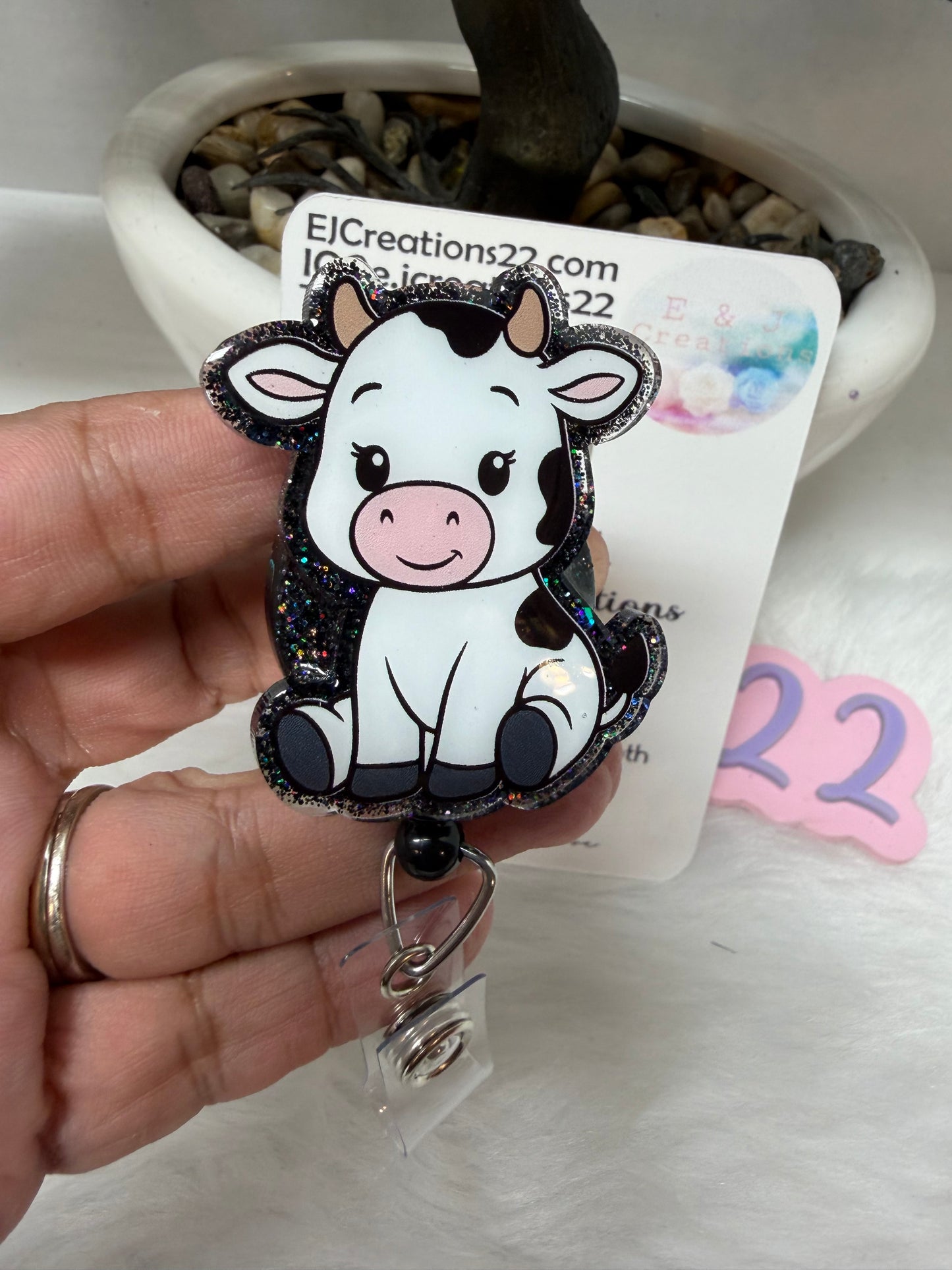 Baby Cow Badge Reel