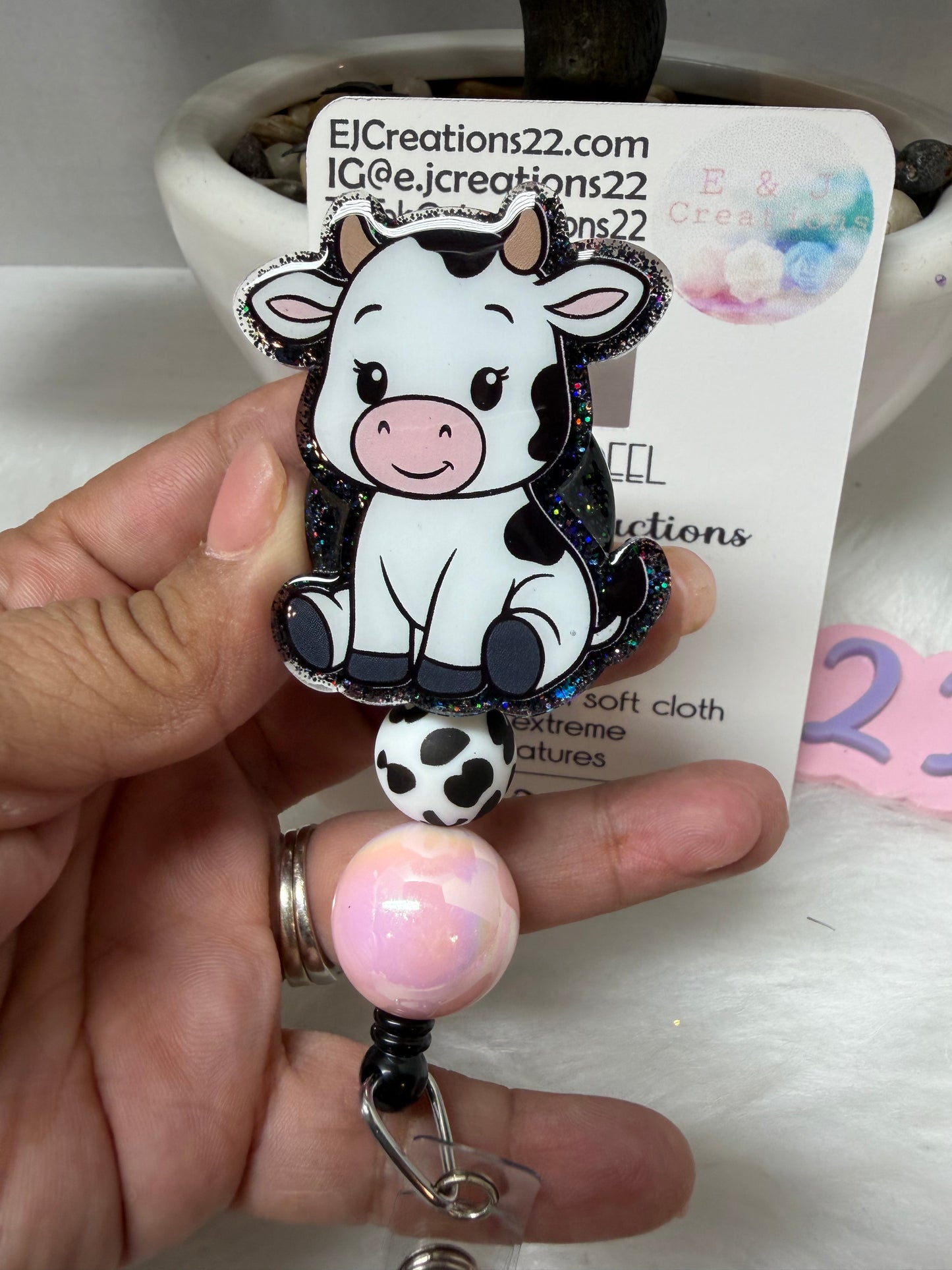Baby Cow Badge Reel