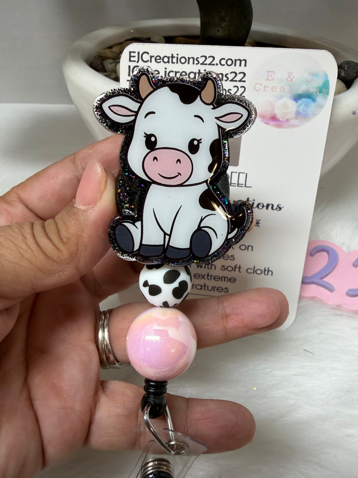 Baby Cow Badge Reel