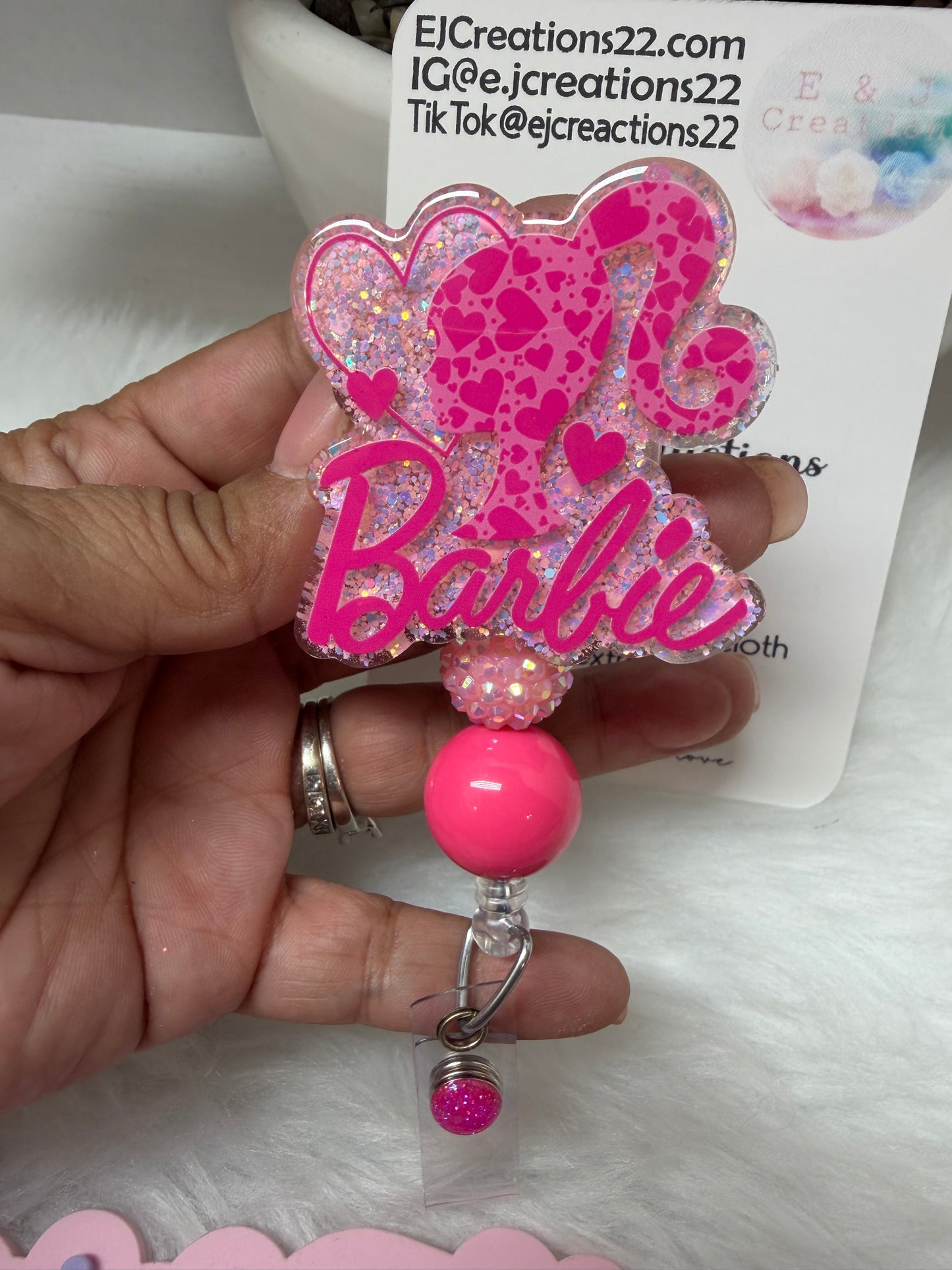 Pink Doll Badge Reel