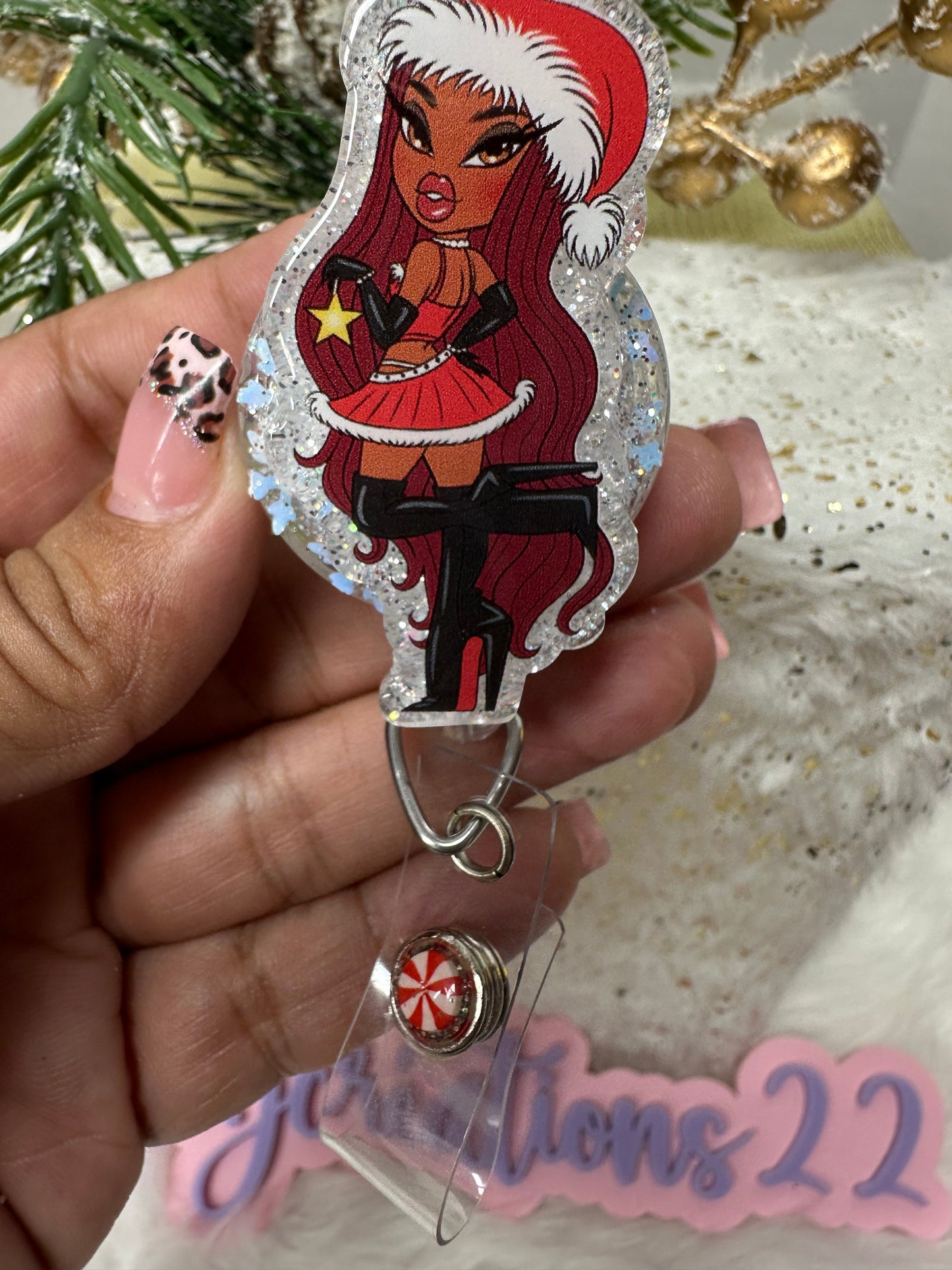 Christmas Bratz Doll Badge Reel