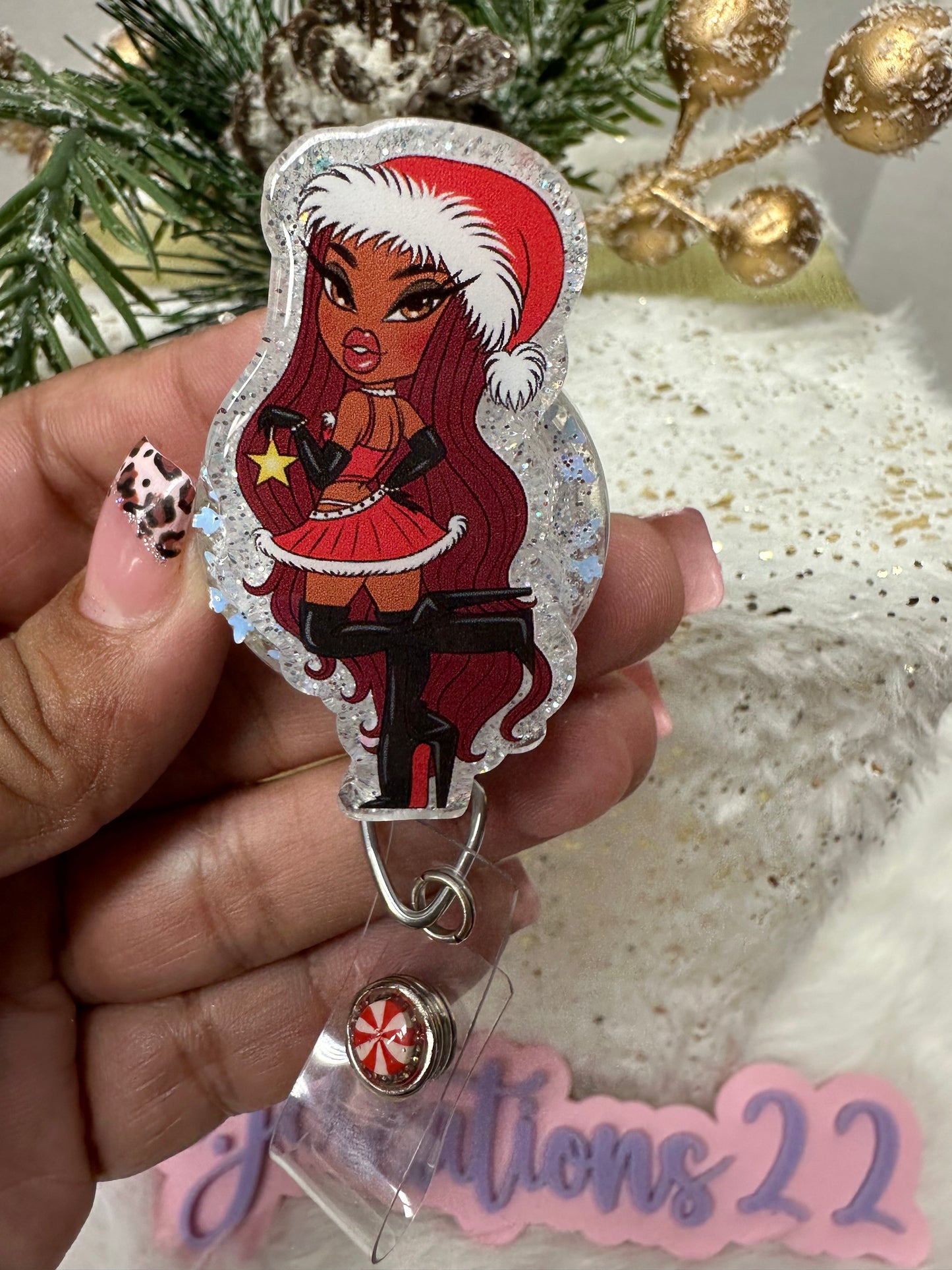 Christmas Bratz Doll Badge Reel