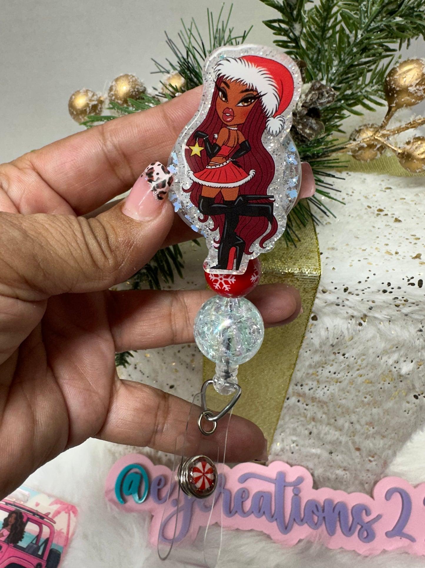 Christmas Bratz Doll Badge Reel