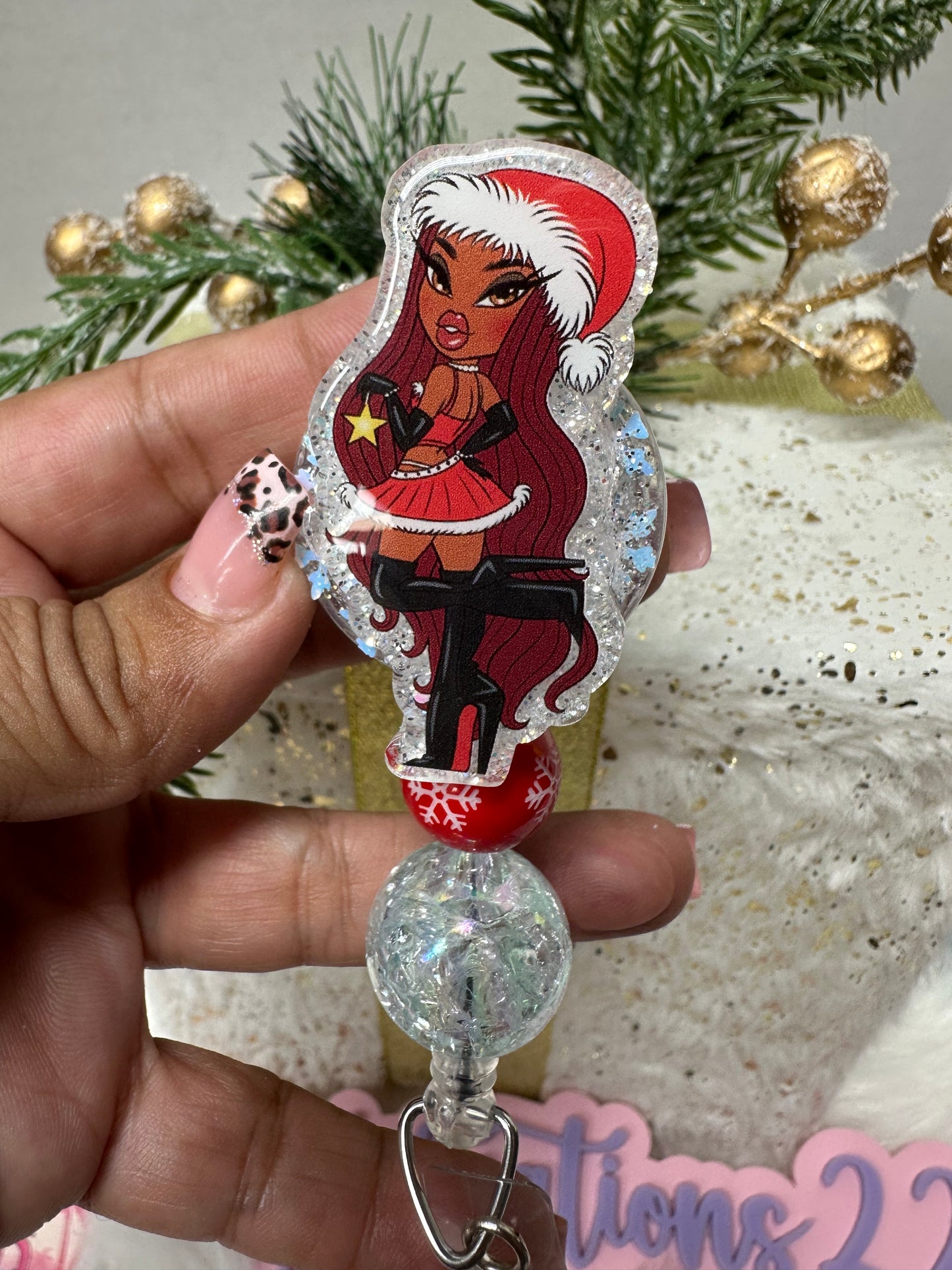 Christmas Bratz Doll Badge Reel