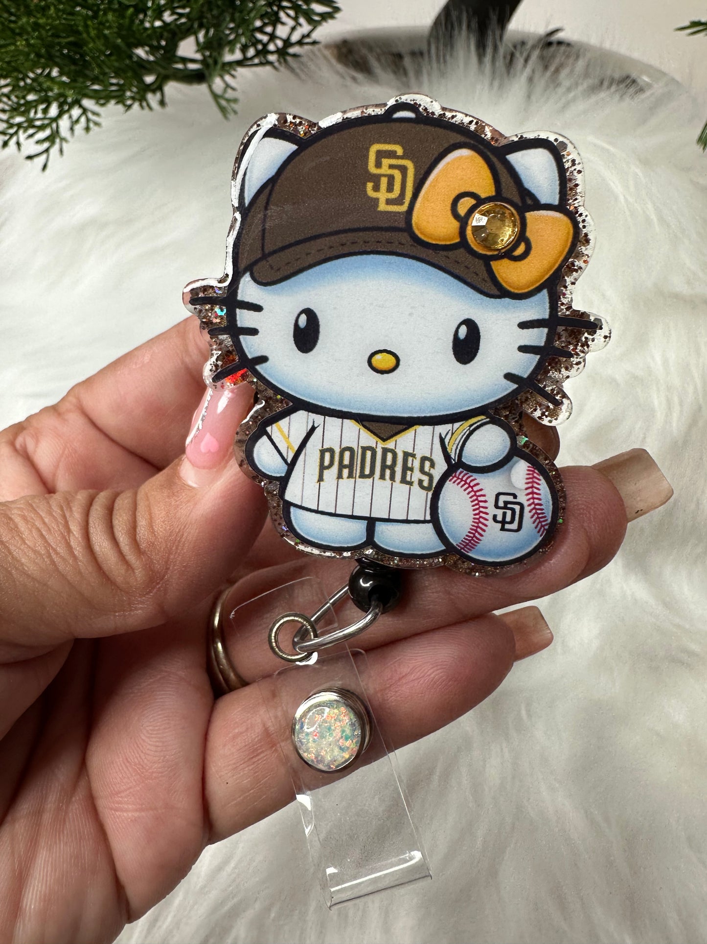 HK Gold and Brown Baseball Badge Reel