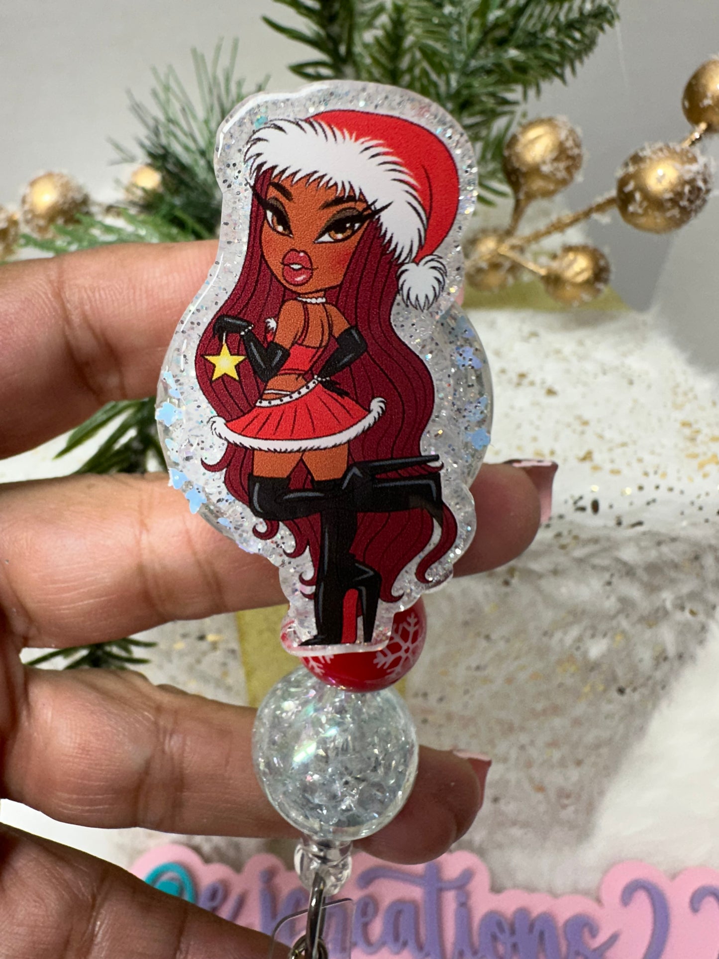 Christmas Bratz Doll Badge Reel