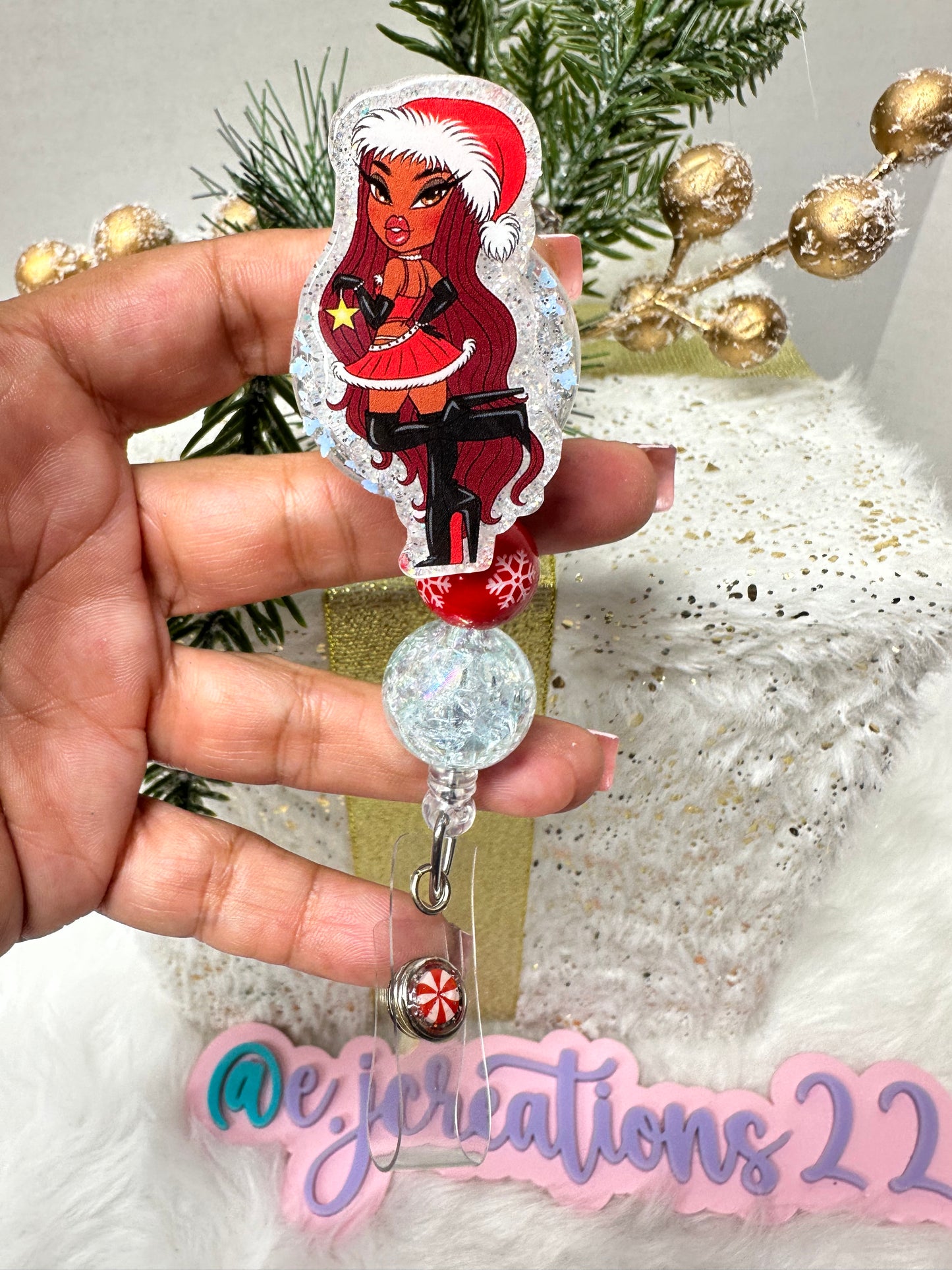 Christmas Bratz Doll Badge Reel