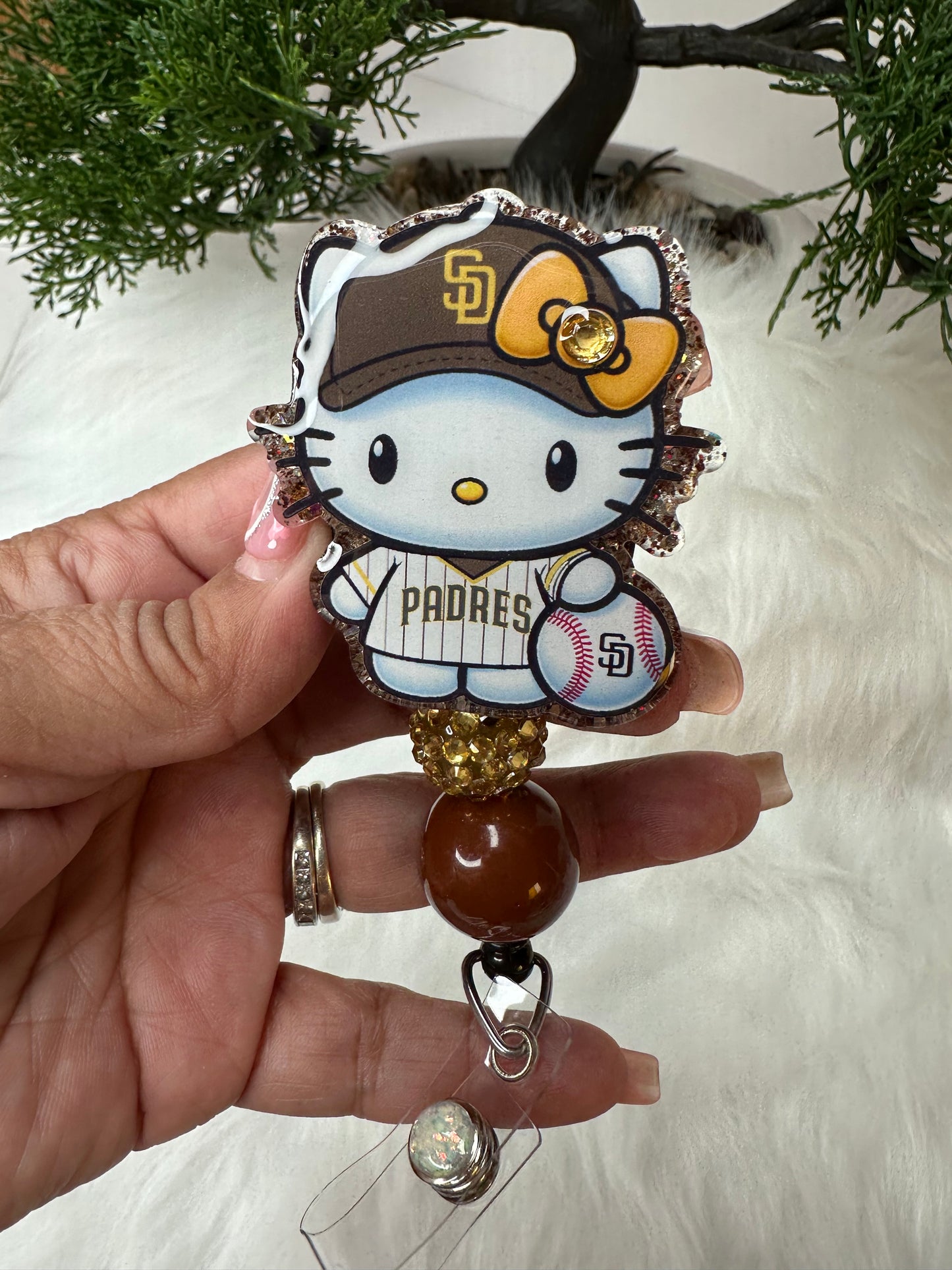 HK Gold and Brown Baseball Badge Reel