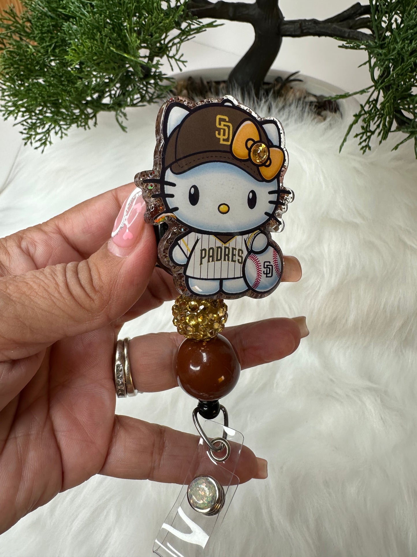 HK Gold and Brown Baseball Badge Reel