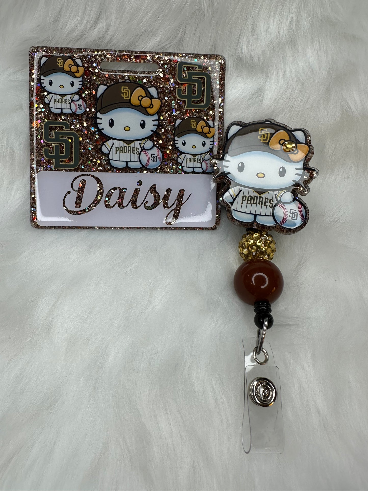HK Gold Brown Baseball Badge Buddy Set