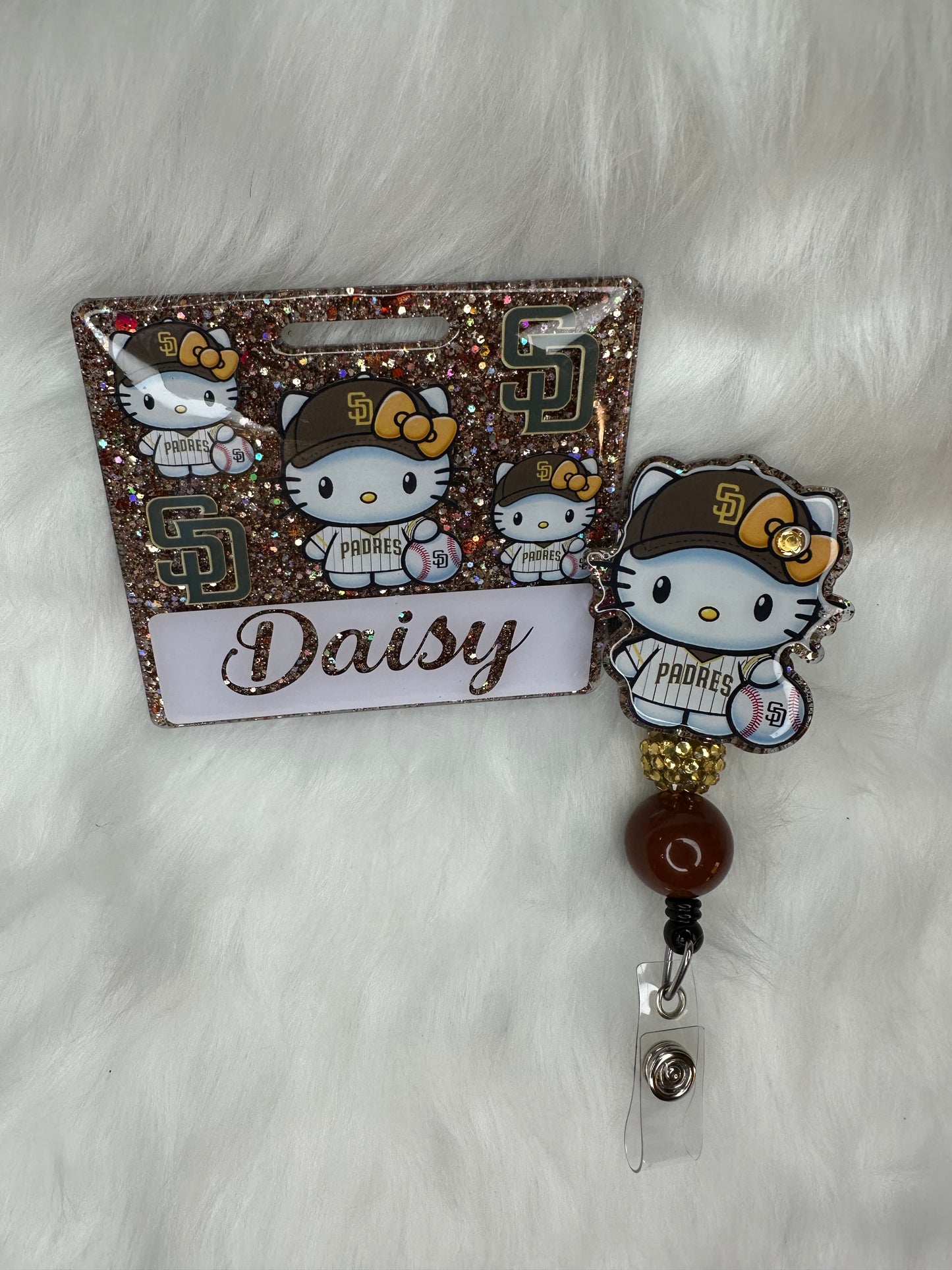 HK Gold Brown Baseball Badge Buddy Set