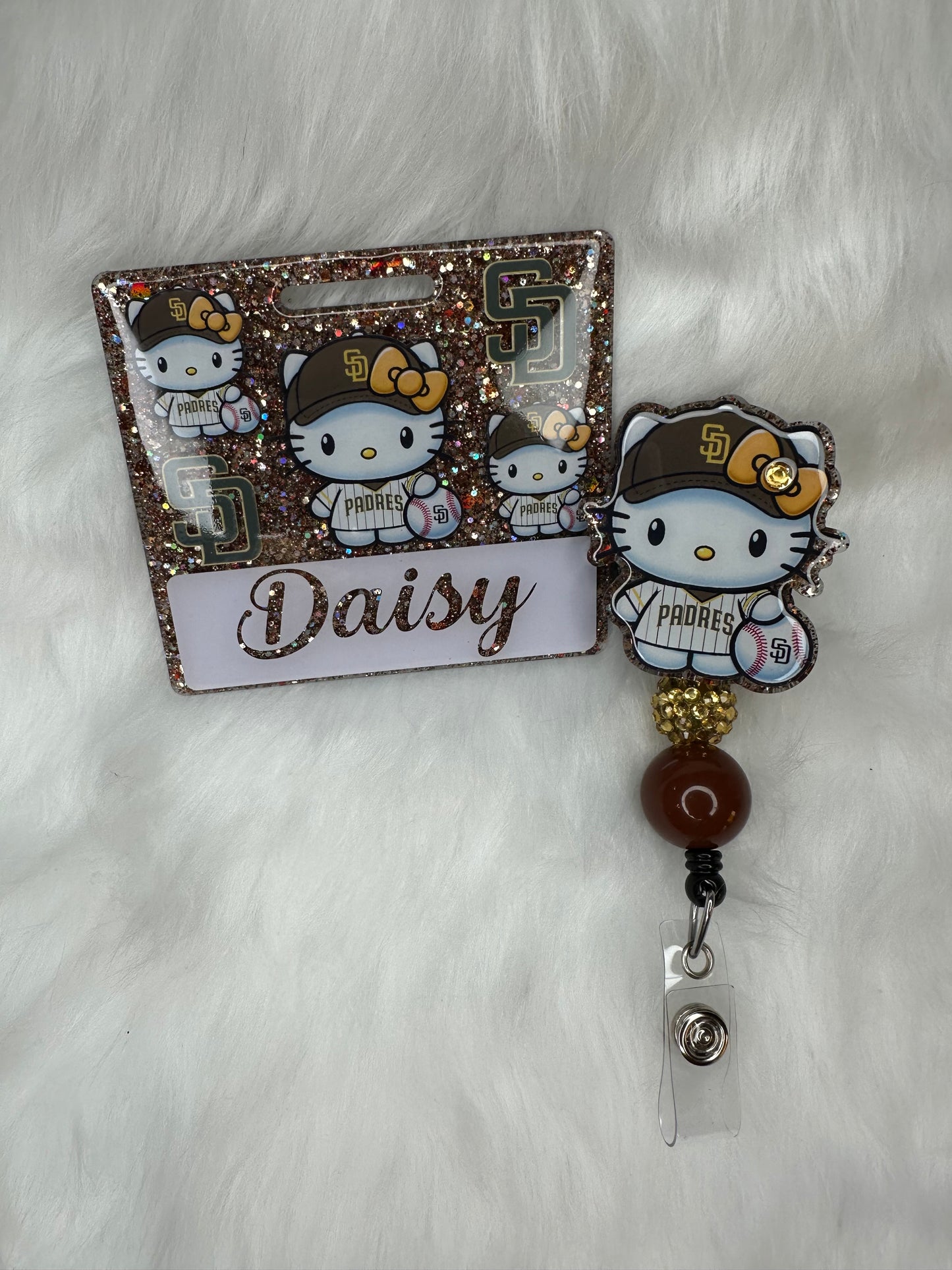 HK Gold Brown Baseball Badge Buddy Set