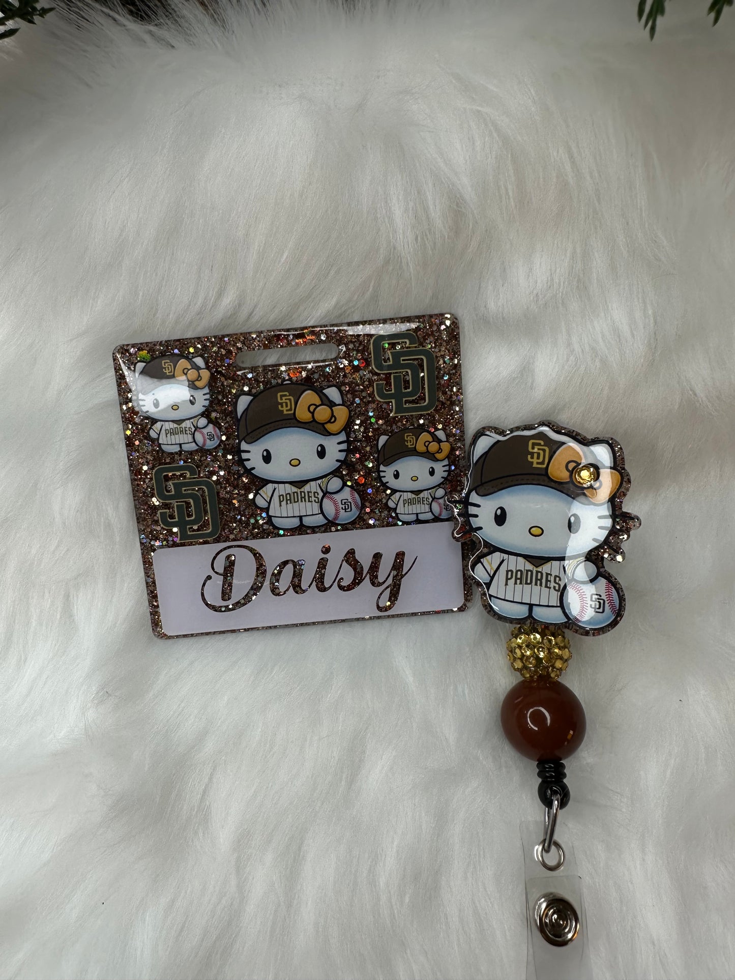 HK Gold Brown Baseball Badge Buddy Set
