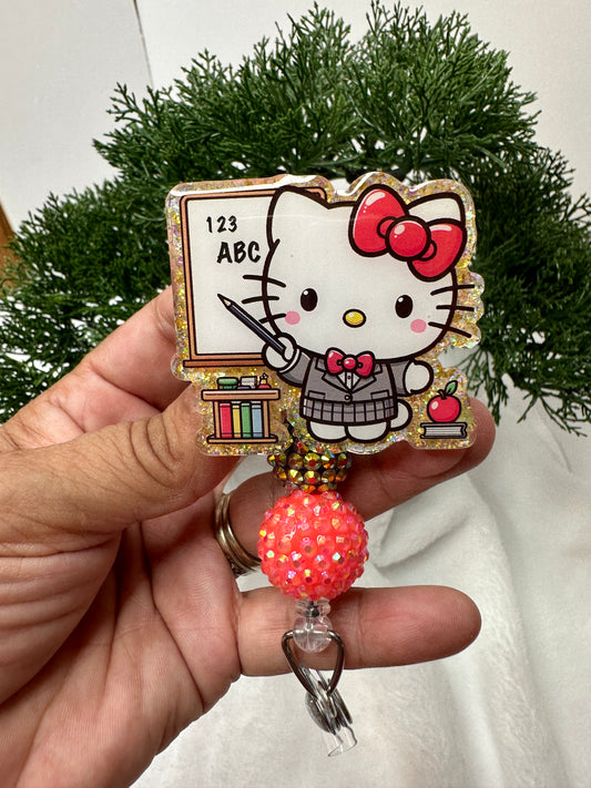 Kitty Teacher Badge Reel