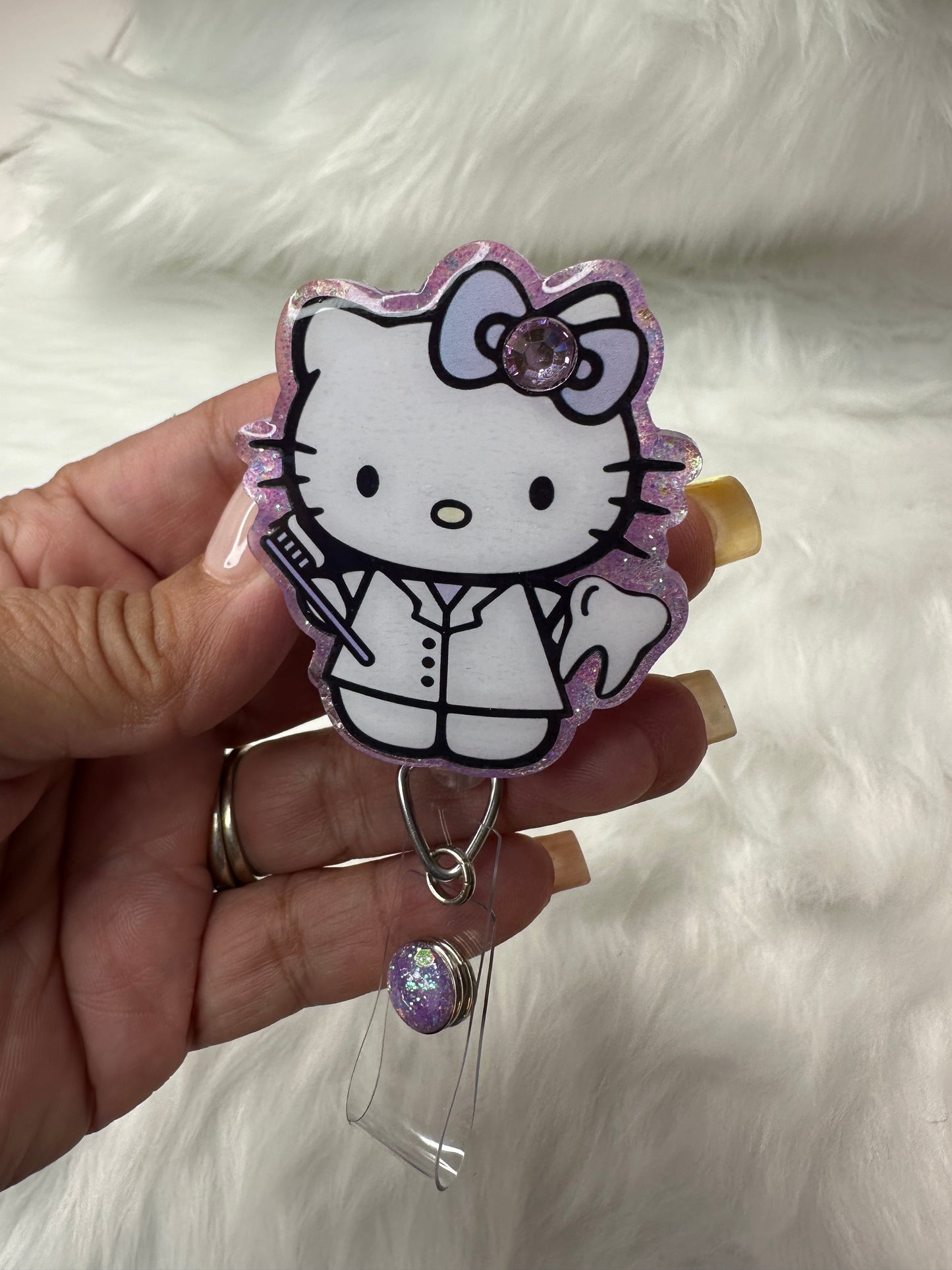Kitty Dental Hygienist Badge Reel