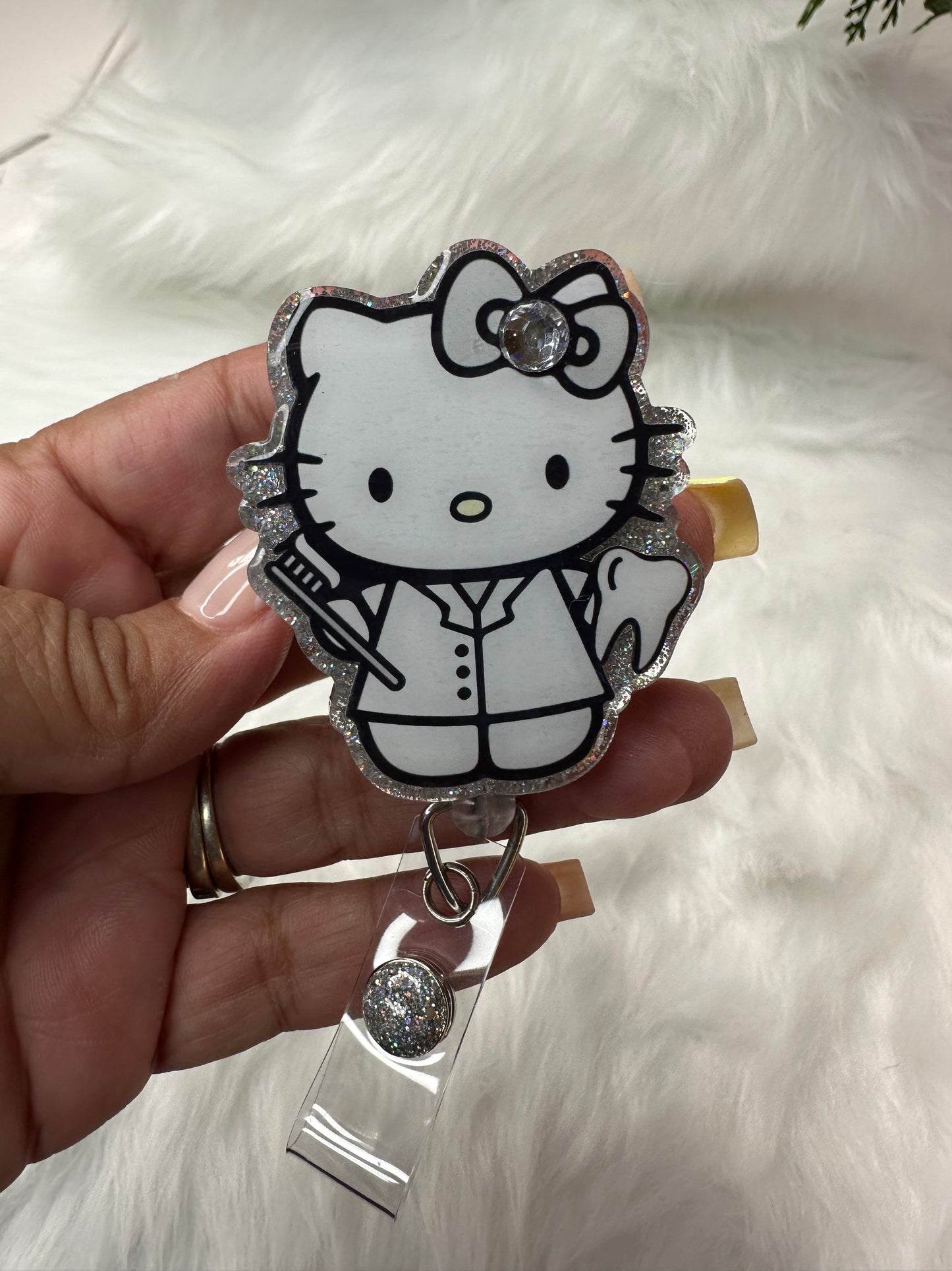 Kitty Dental Hygienist Badge Reel