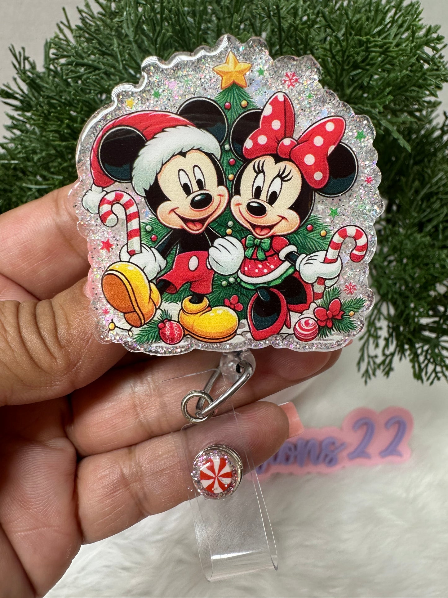 Christmas Mouse Couple Badge Reel