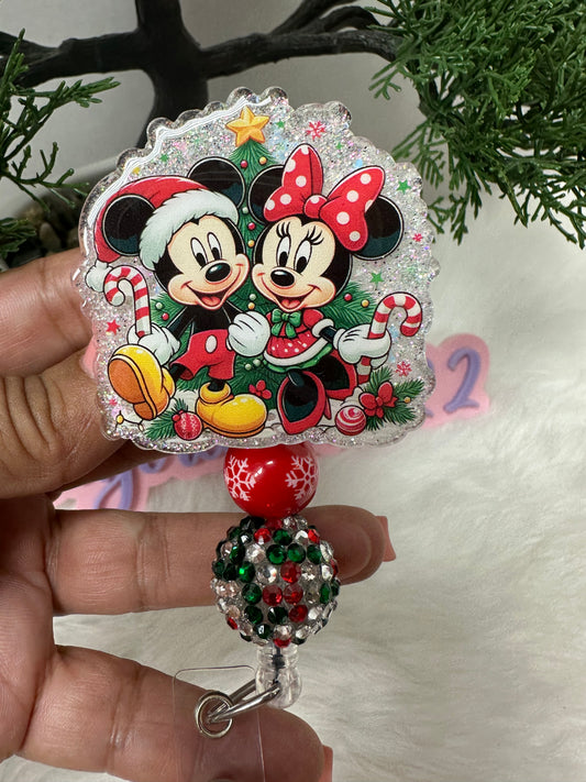 Christmas Mouse Couple Badge Reel
