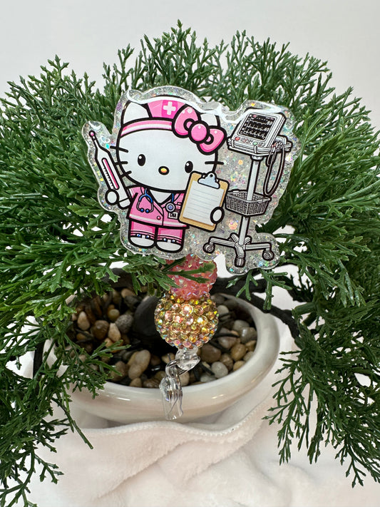 Kitty CNA Nurse Badge Reel