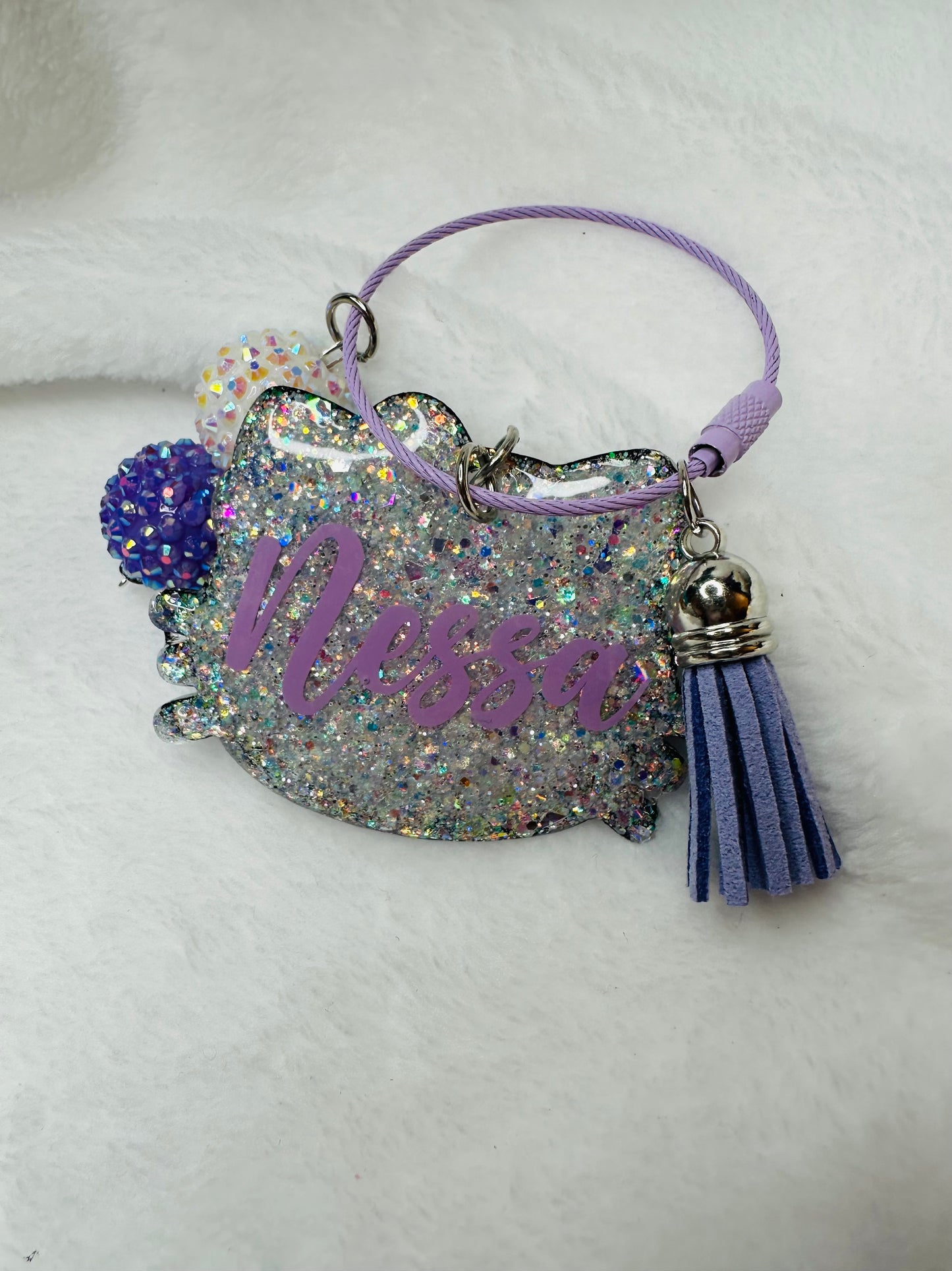 Lilac Kitty Backpack/Bag Charm Tag