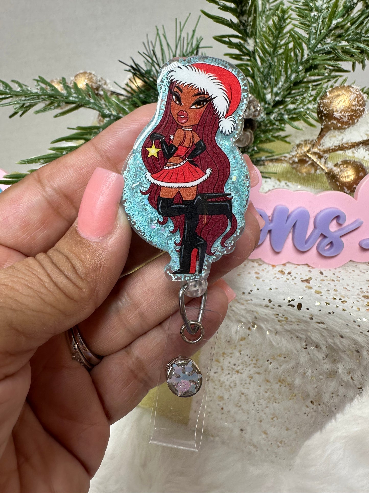 Christmas Bratz Doll Badge Reel