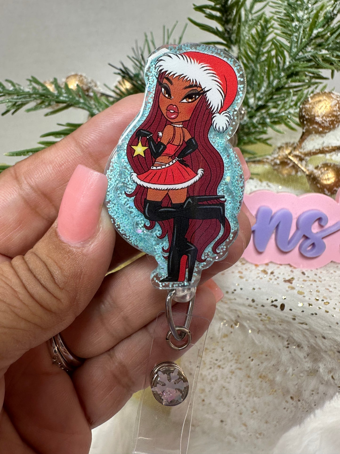Christmas Bratz Doll Badge Reel