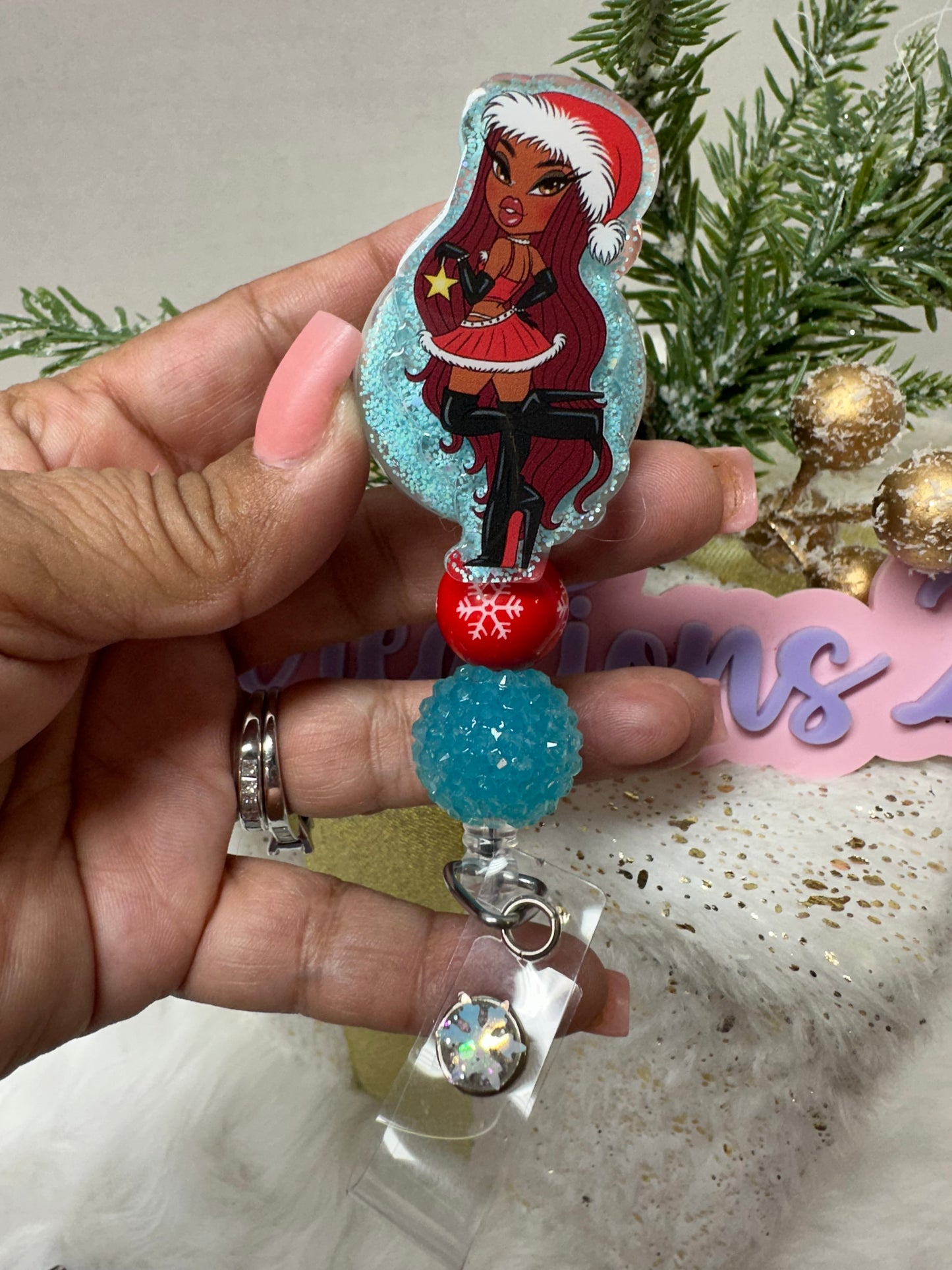 Christmas Bratz Doll Badge Reel