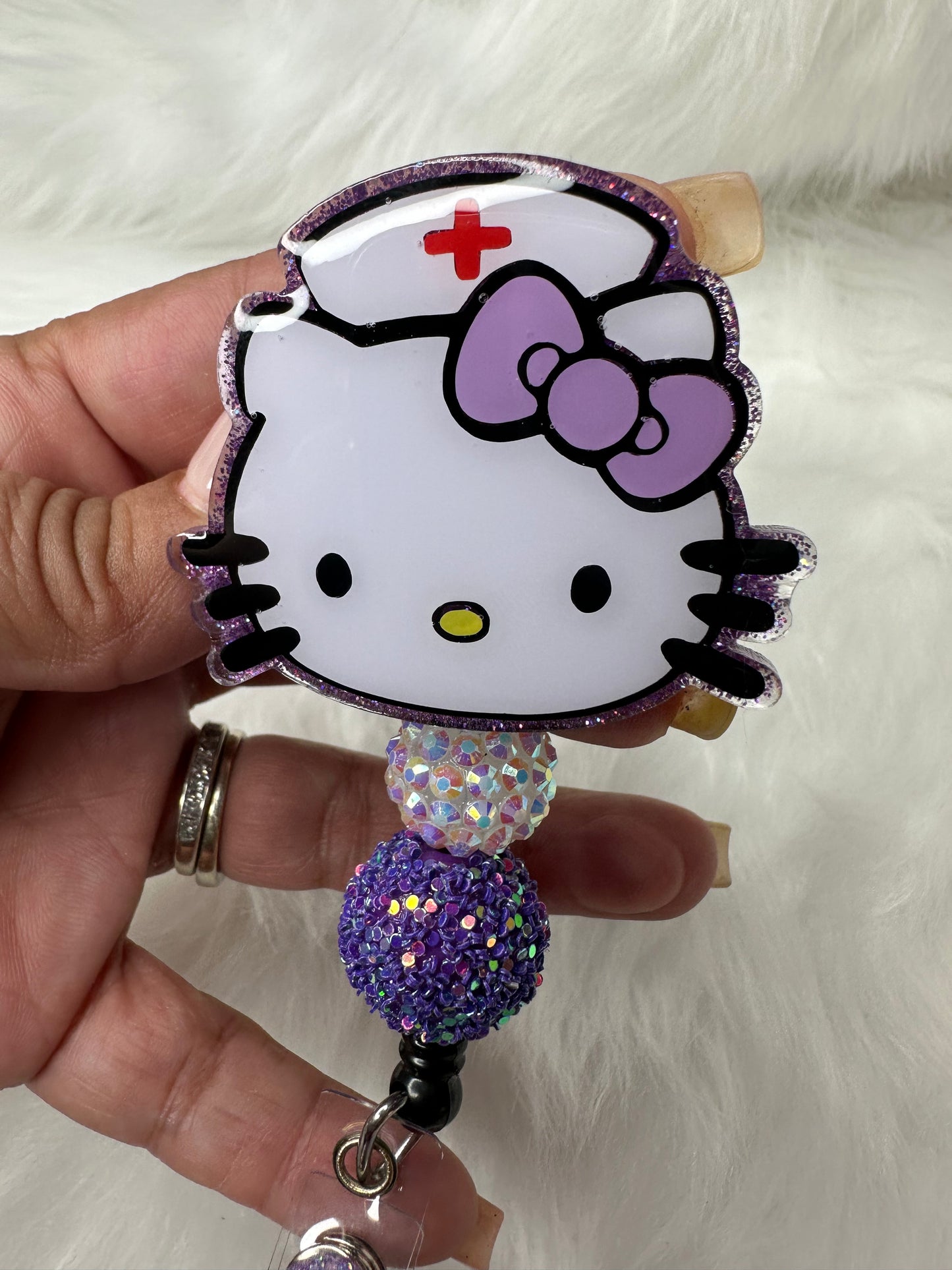 Purple Kitty Nurse Badge Reel