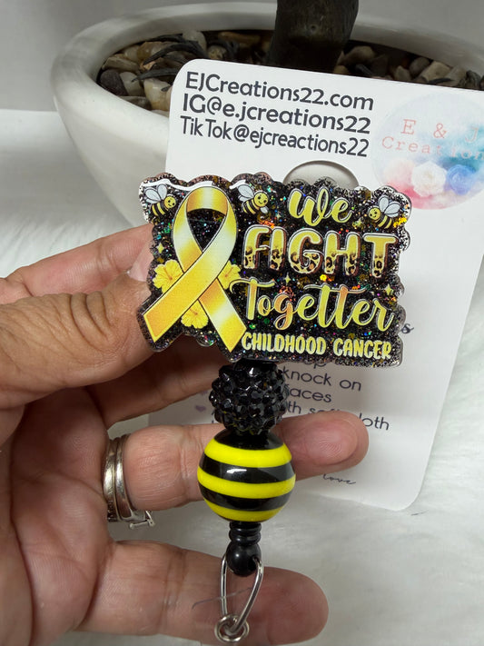 We Fight Together Childhood Cancer Awareness Badge Reel