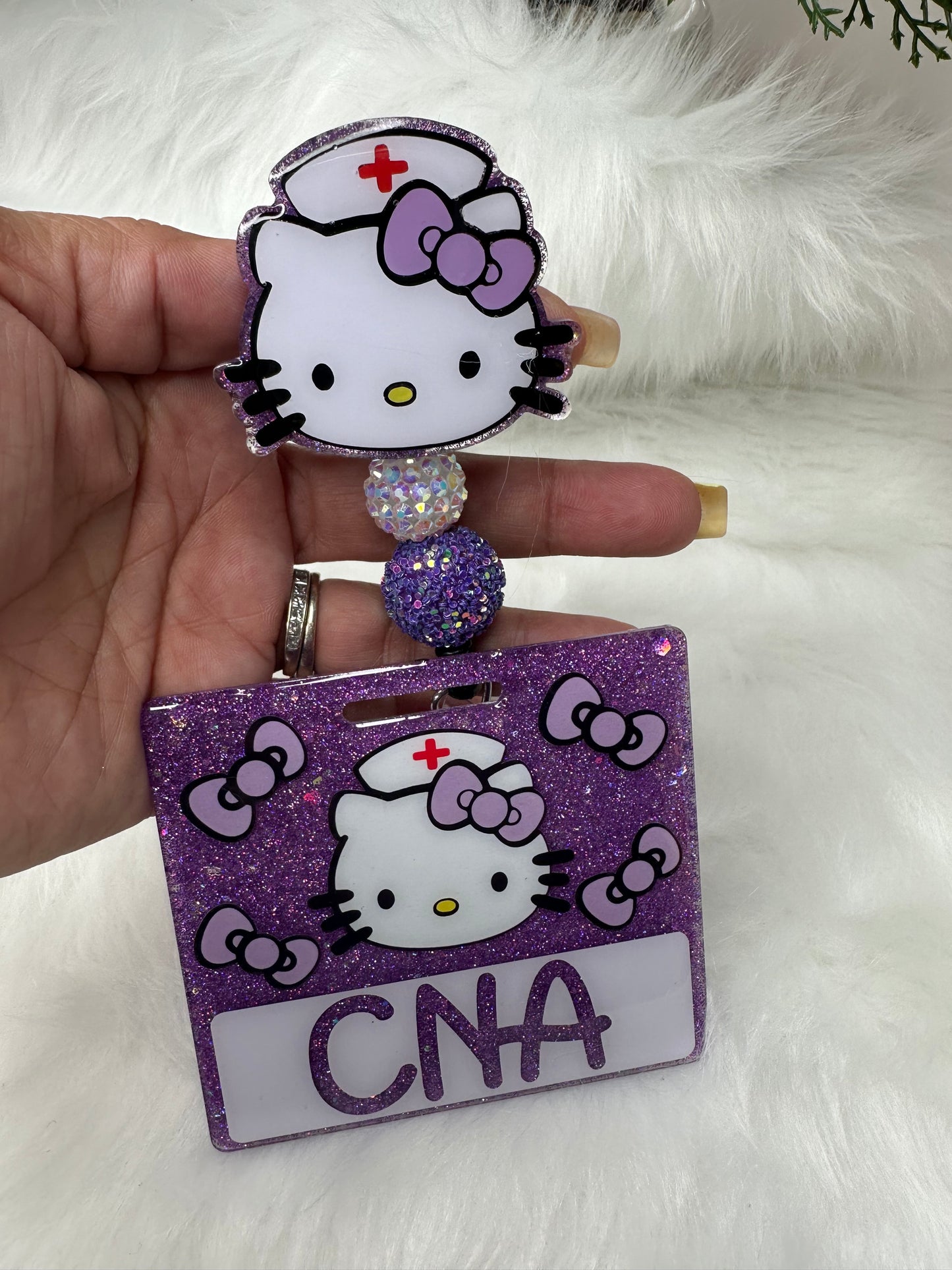 Purple Kitty Nurse Badge Buddy Set