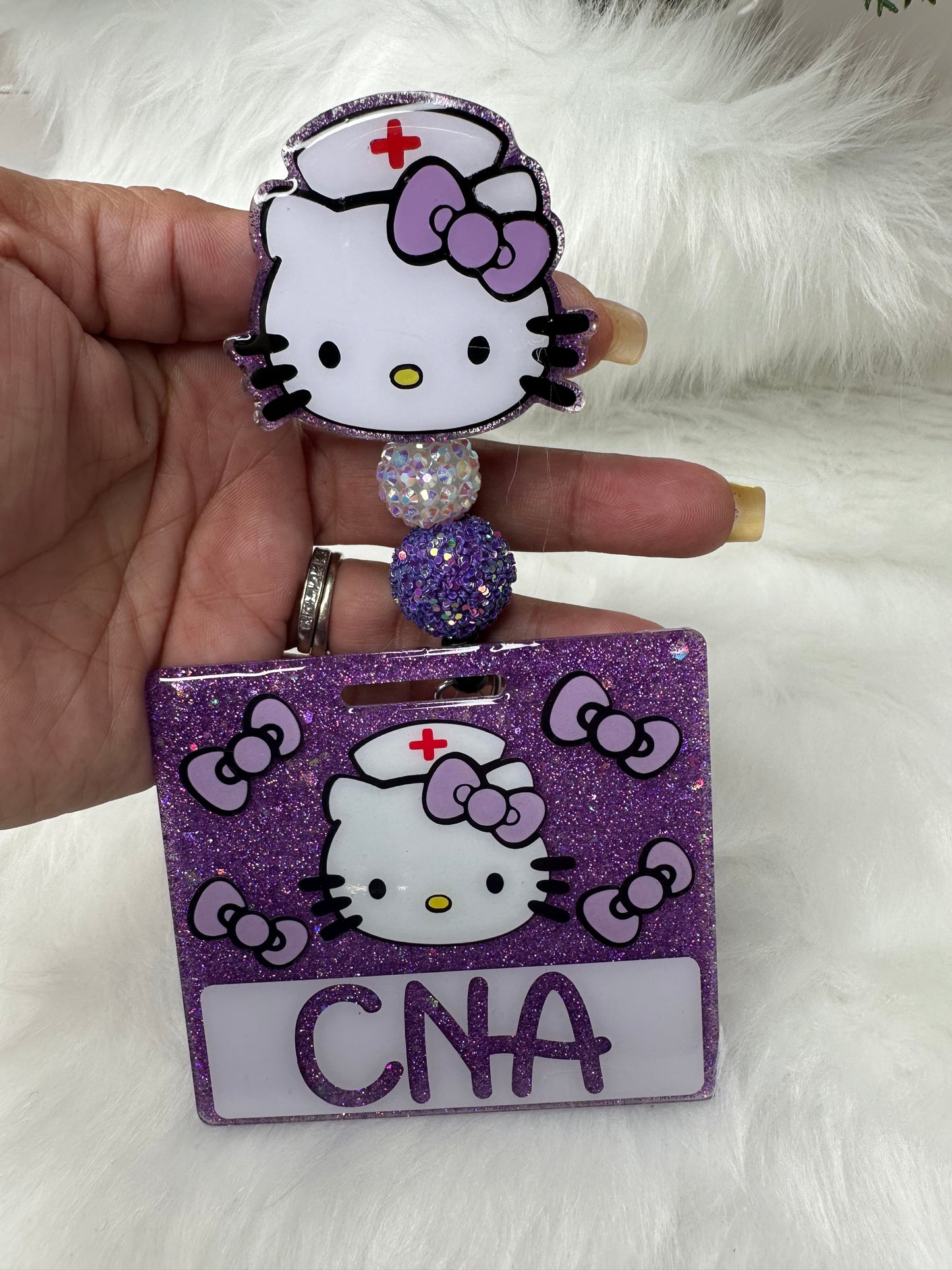 Purple Kitty Nurse Badge Buddy Set