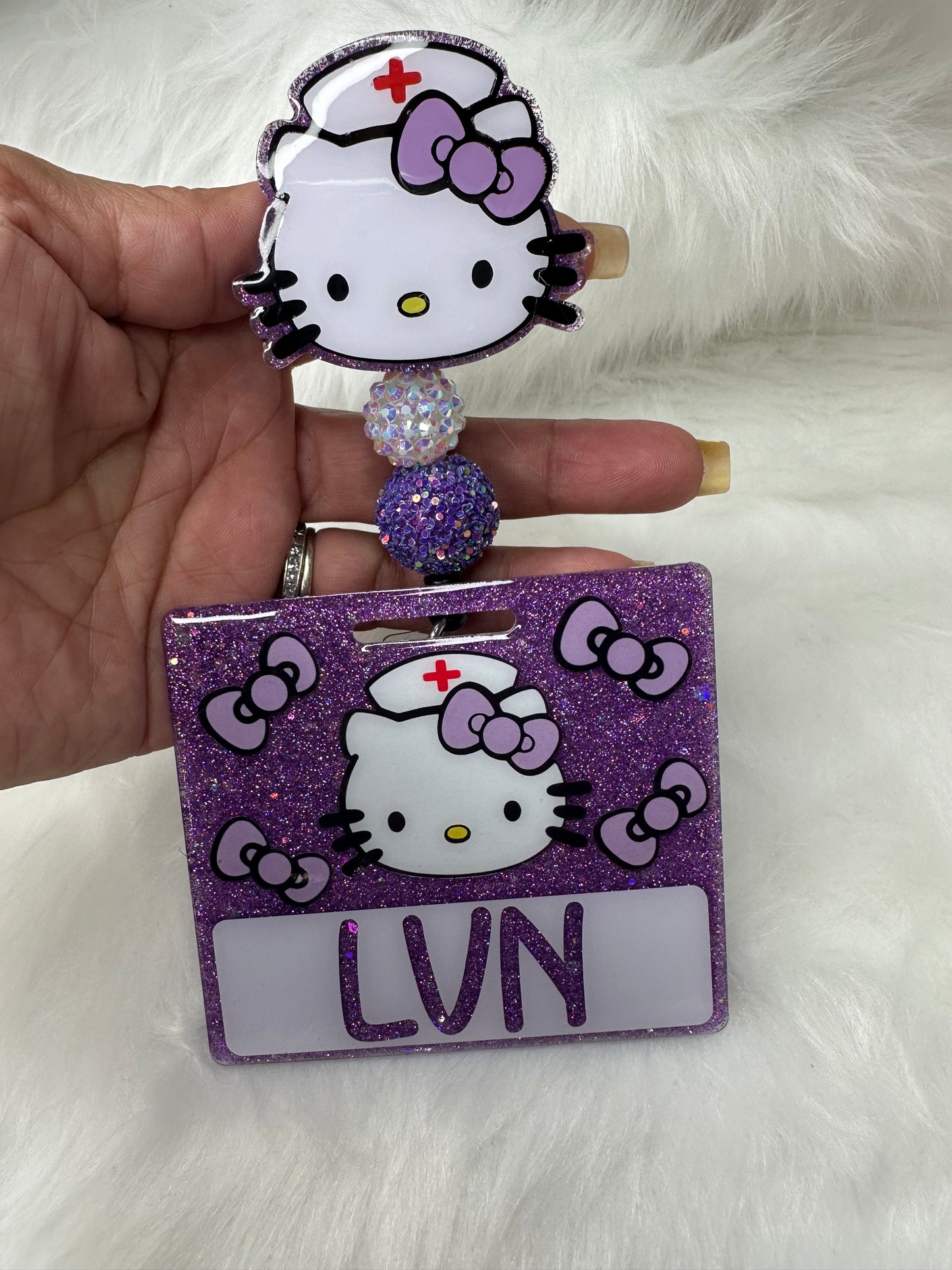 Purple Kitty Nurse Badge Buddy Set