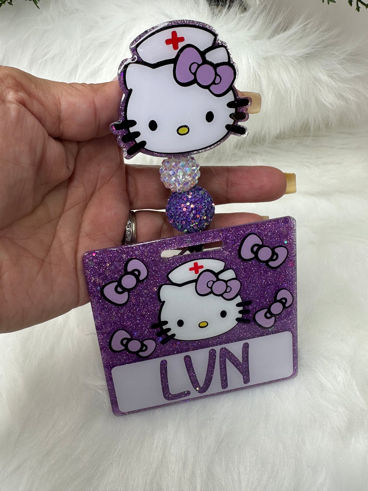 Purple Kitty Nurse Badge Buddy Set