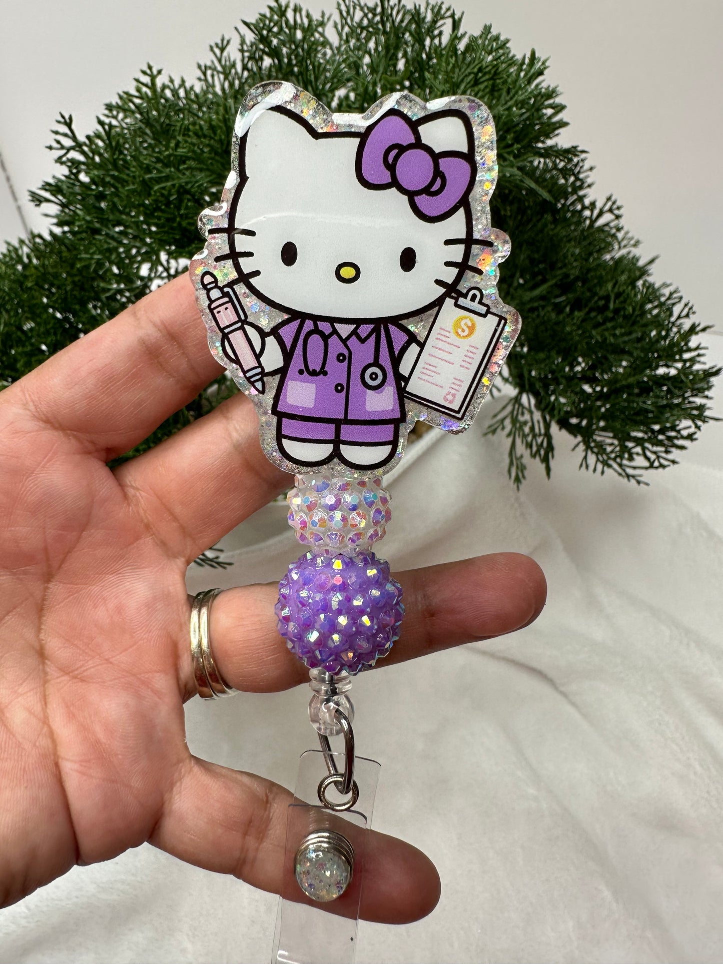 Purple Kitty Medical Biller Badge Reel