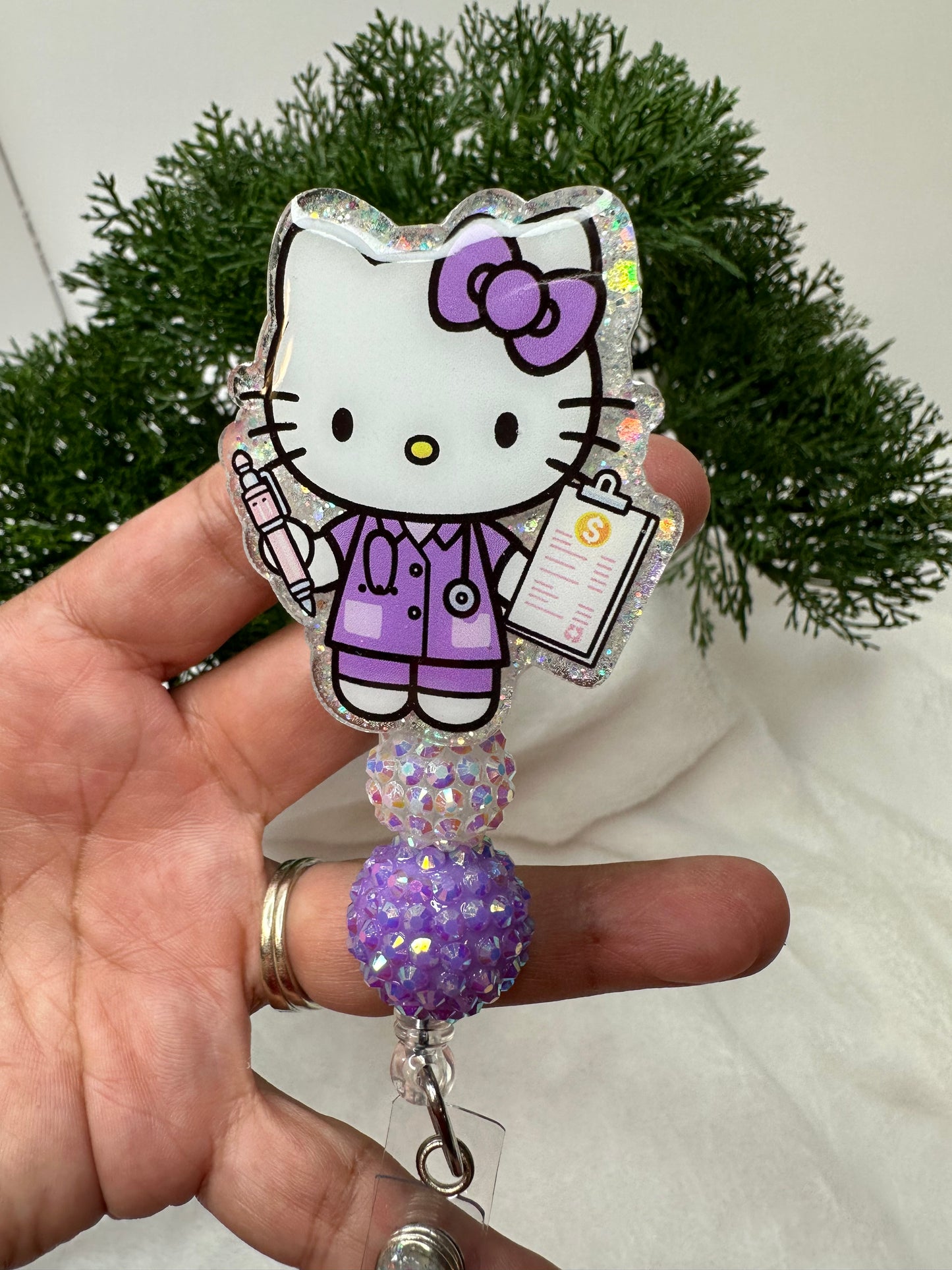 Purple Kitty Medical Biller Badge Reel