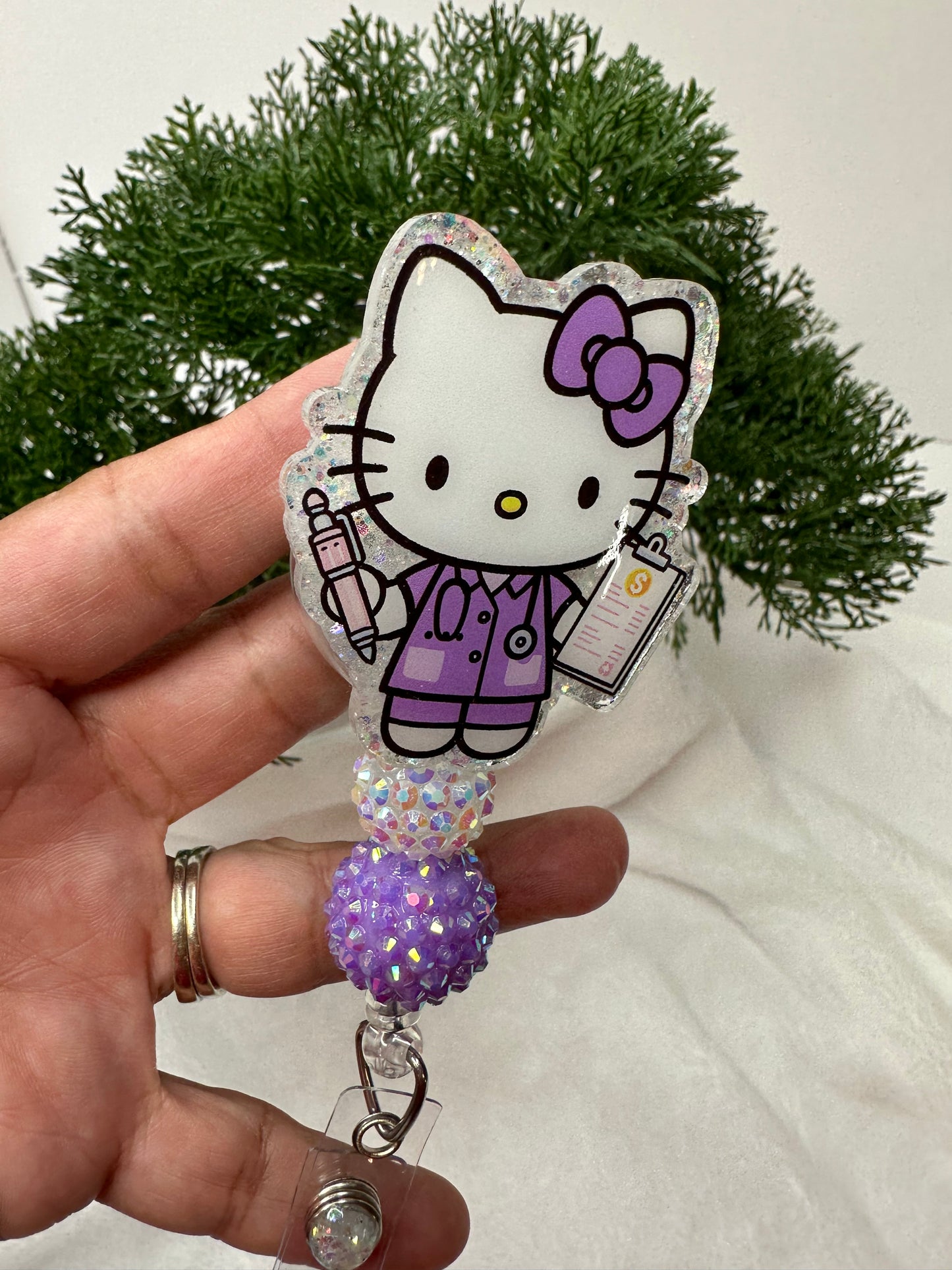 Purple Kitty Medical Biller Badge Reel